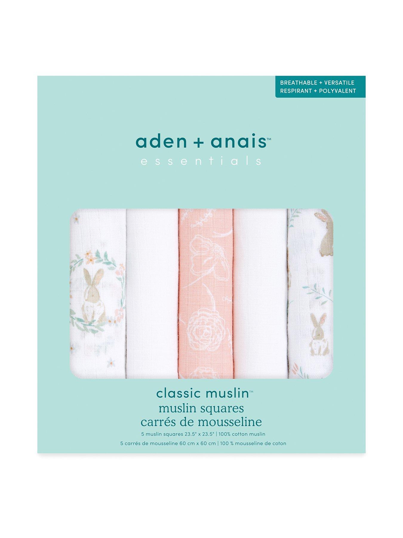 aden + anais Essential 5 Pack Cotton Muslin Squares -Blushing Bunnies