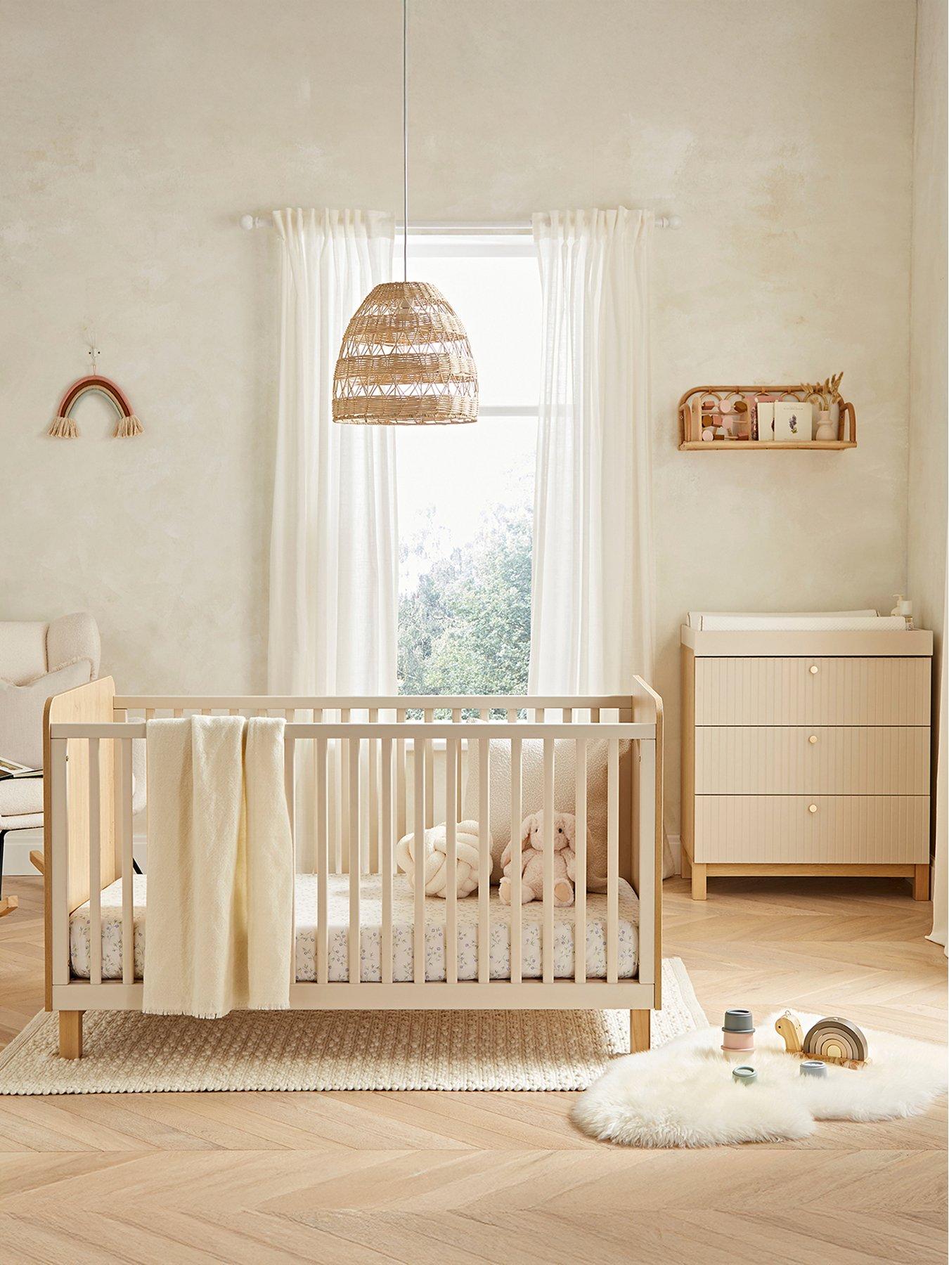 Image 1 of 7 of CuddleCo Remi 2pc Set 3 Drawer Dresser, Cot Bed Oak/cashmere