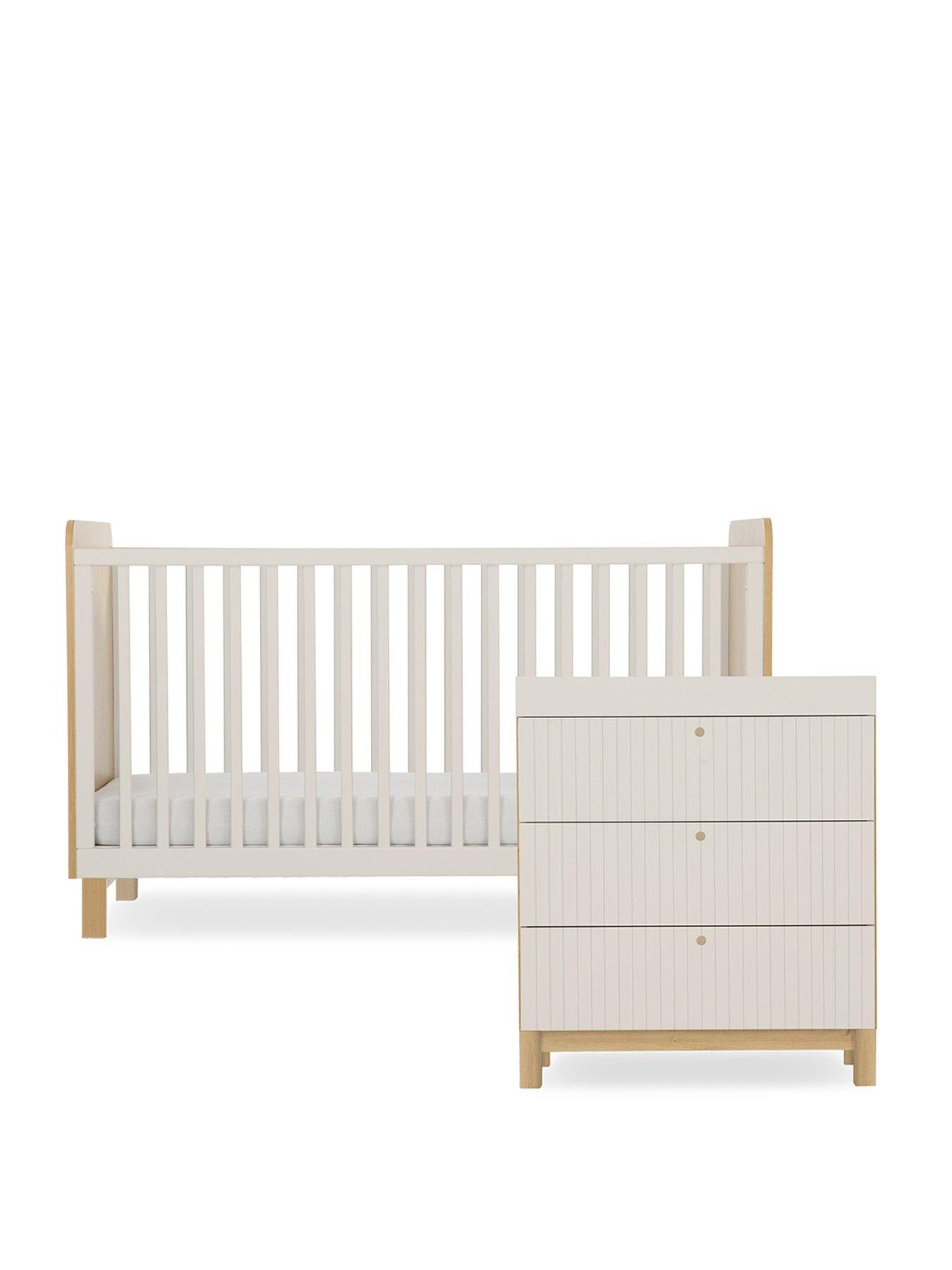 Image 2 of 7 of CuddleCo Remi 2pc Set 3 Drawer Dresser, Cot Bed Oak/cashmere