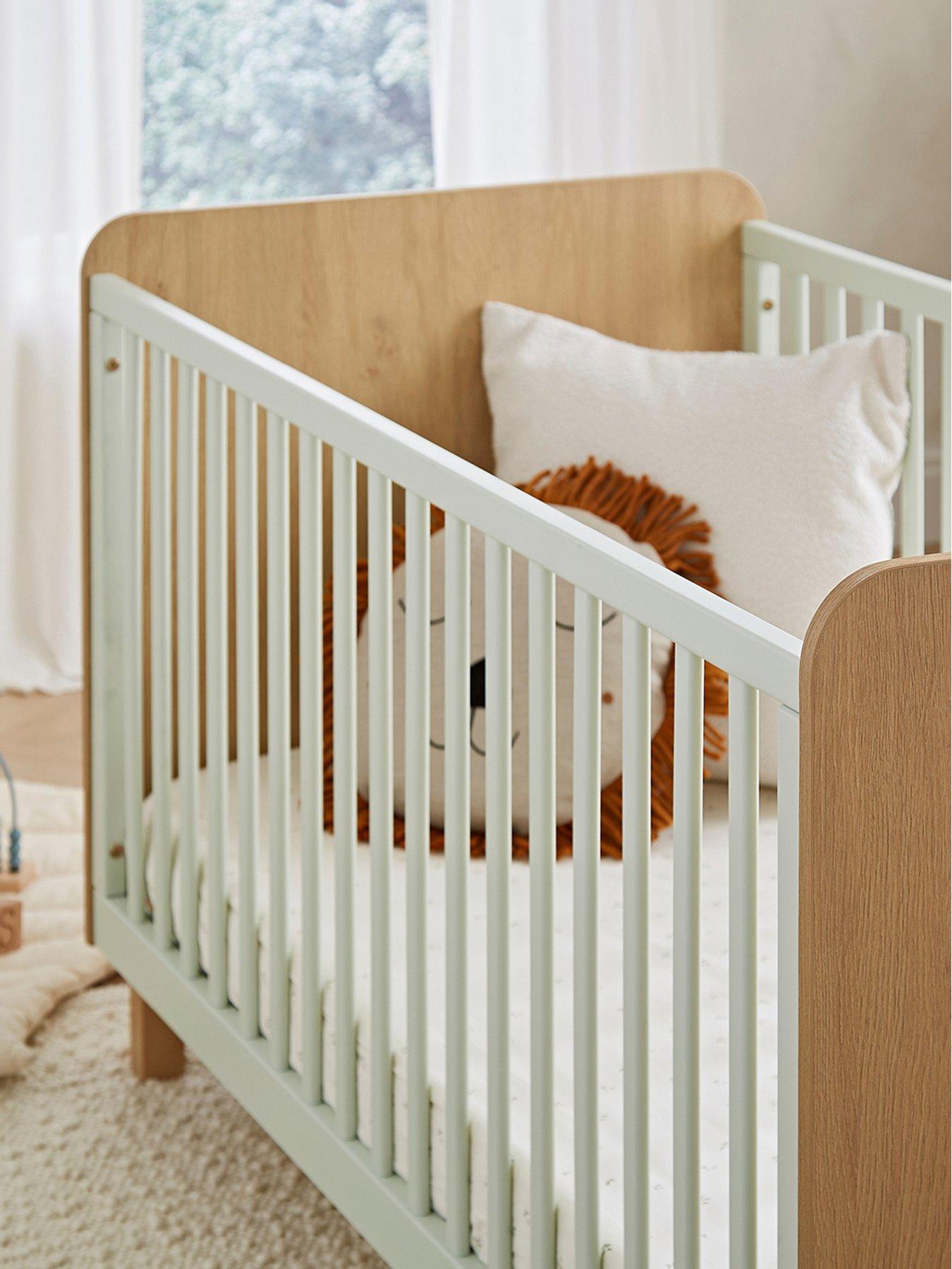 Image 4 of 7 of CuddleCo Remi 2pc Set 3 Drawer Dresser, Cot Bed Oak/Green