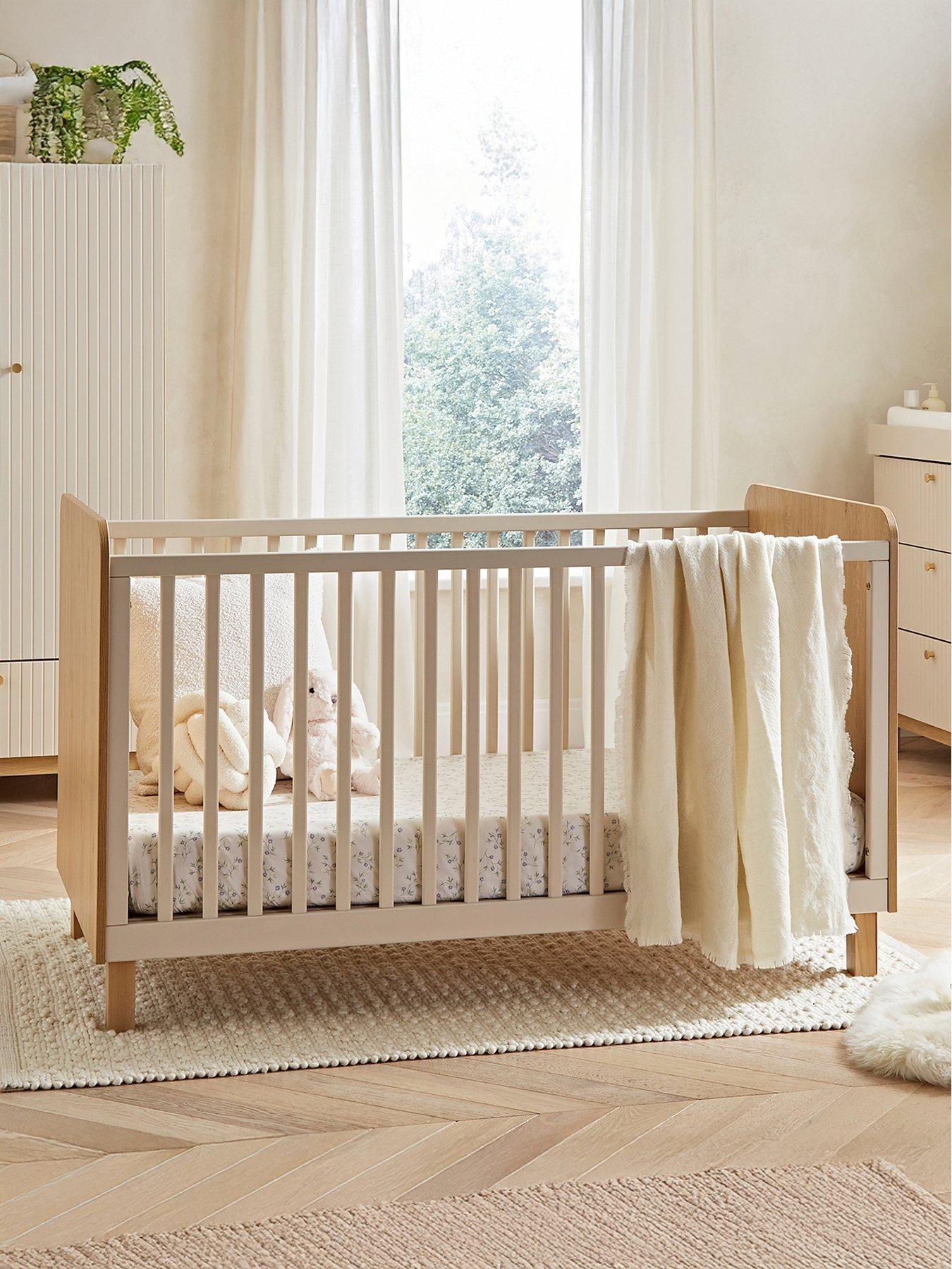Image 3 of 7 of CuddleCo Remi 3pc Set 3 Drawer Dresser, Cot Bed and Wardrobe Oak/cashmere
