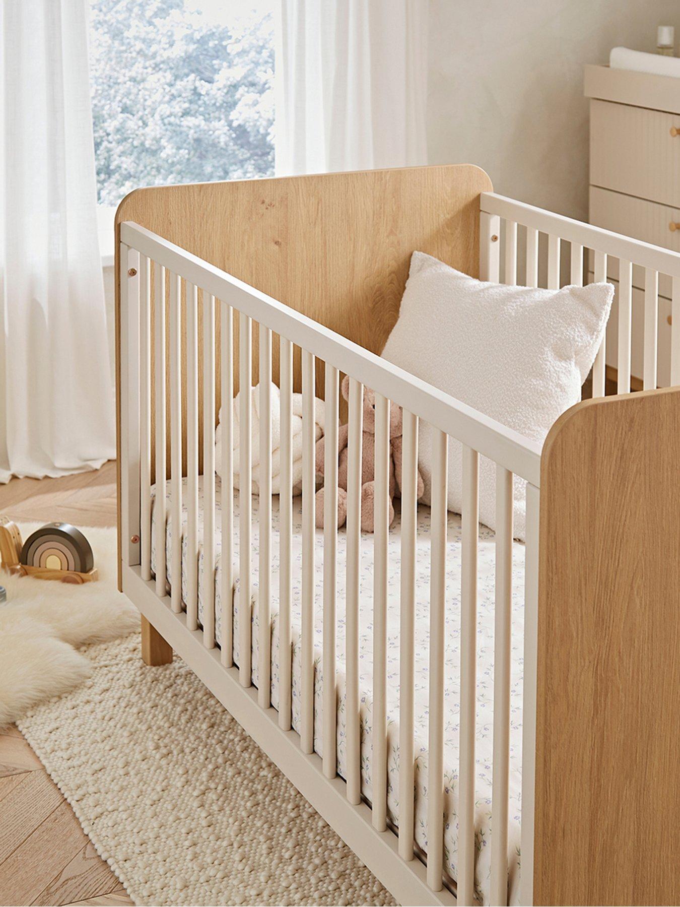 Image 4 of 7 of CuddleCo Remi 3pc Set 3 Drawer Dresser, Cot Bed and Wardrobe Oak/cashmere