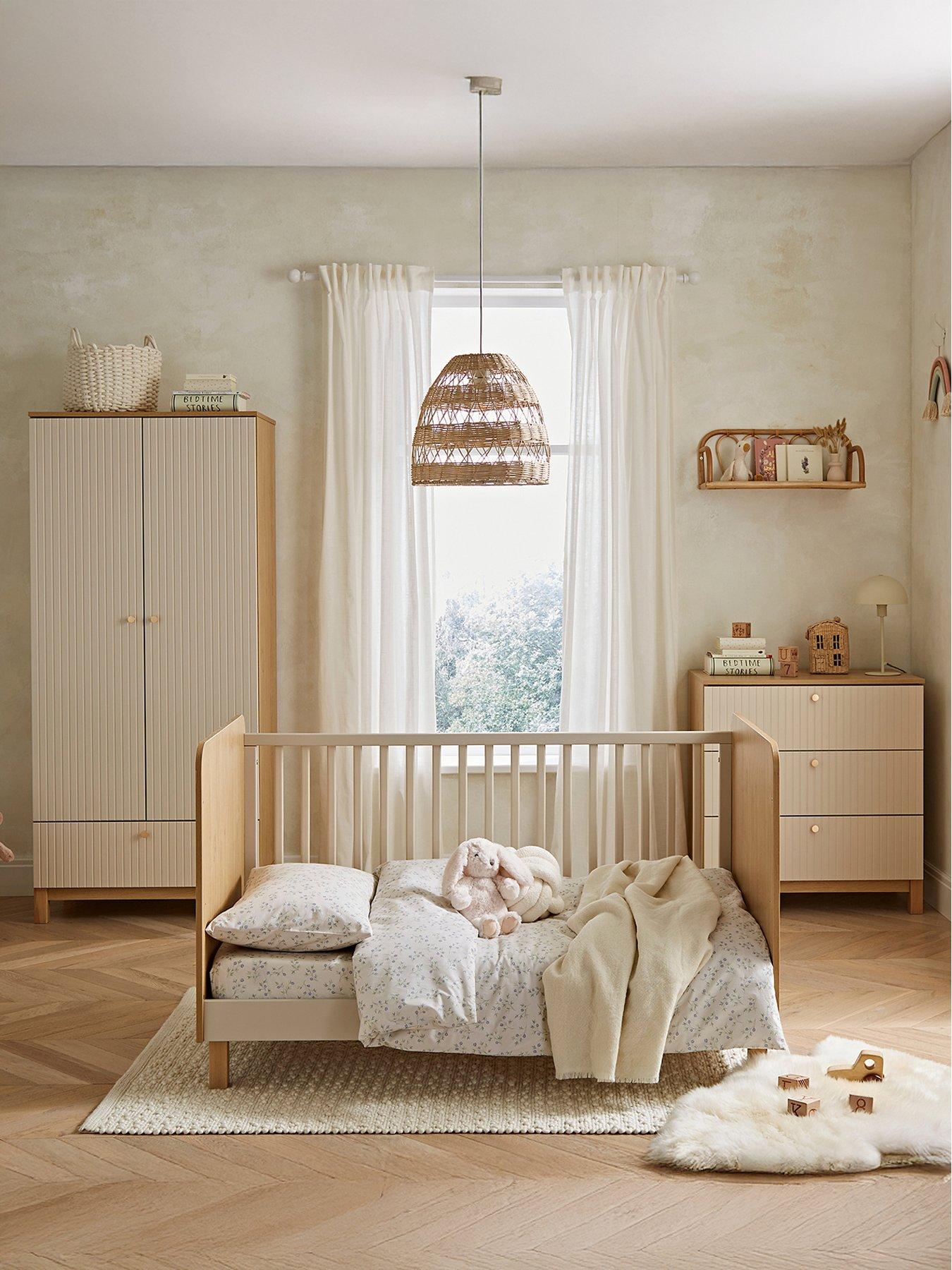 Image 5 of 7 of CuddleCo Remi 3pc Set 3 Drawer Dresser, Cot Bed and Wardrobe Oak/cashmere