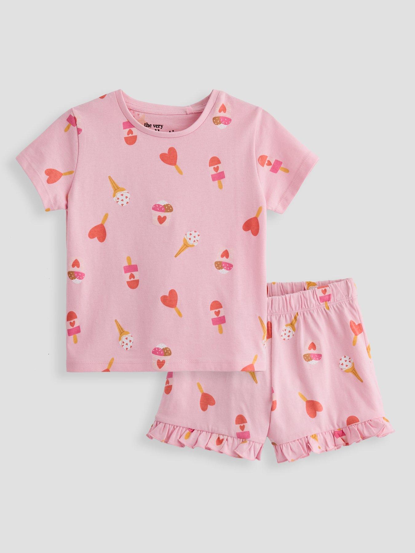The Very Collection Girls Print Shortie Ice Cream Pyjamas - Pink