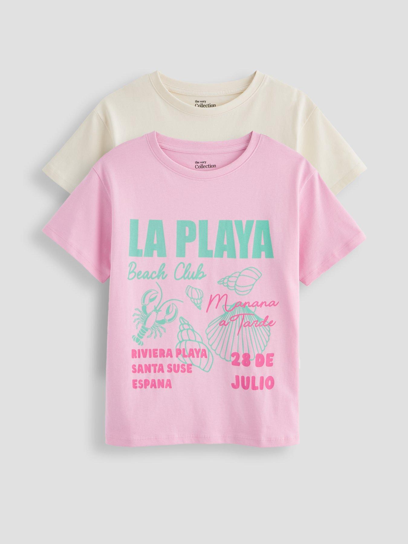 The Very Collection Girls 2 Pack Slogan Oversized Tops