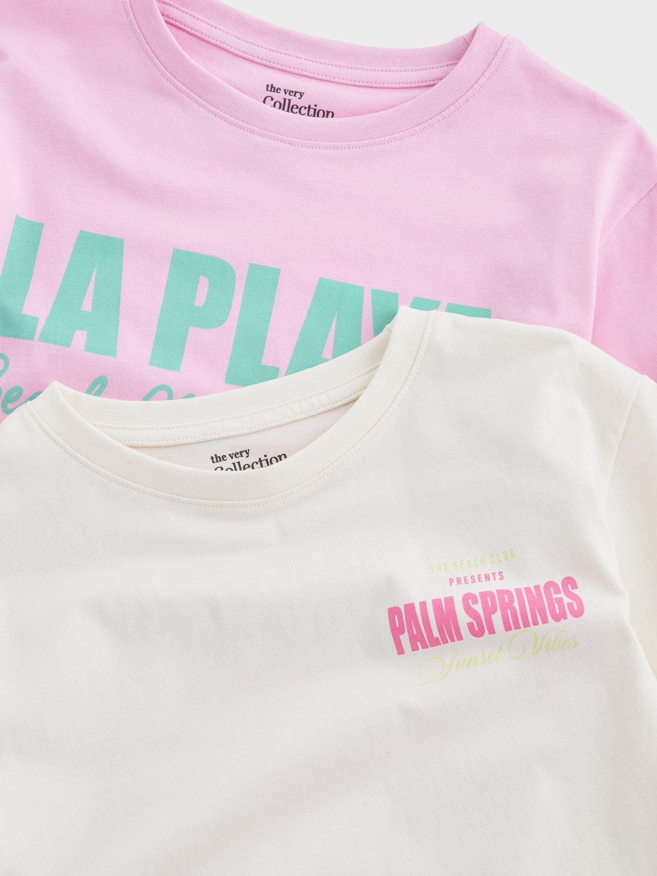 Image 6 of 6 of The Very Collection Girls 2 Pack Slogan Oversized Tops