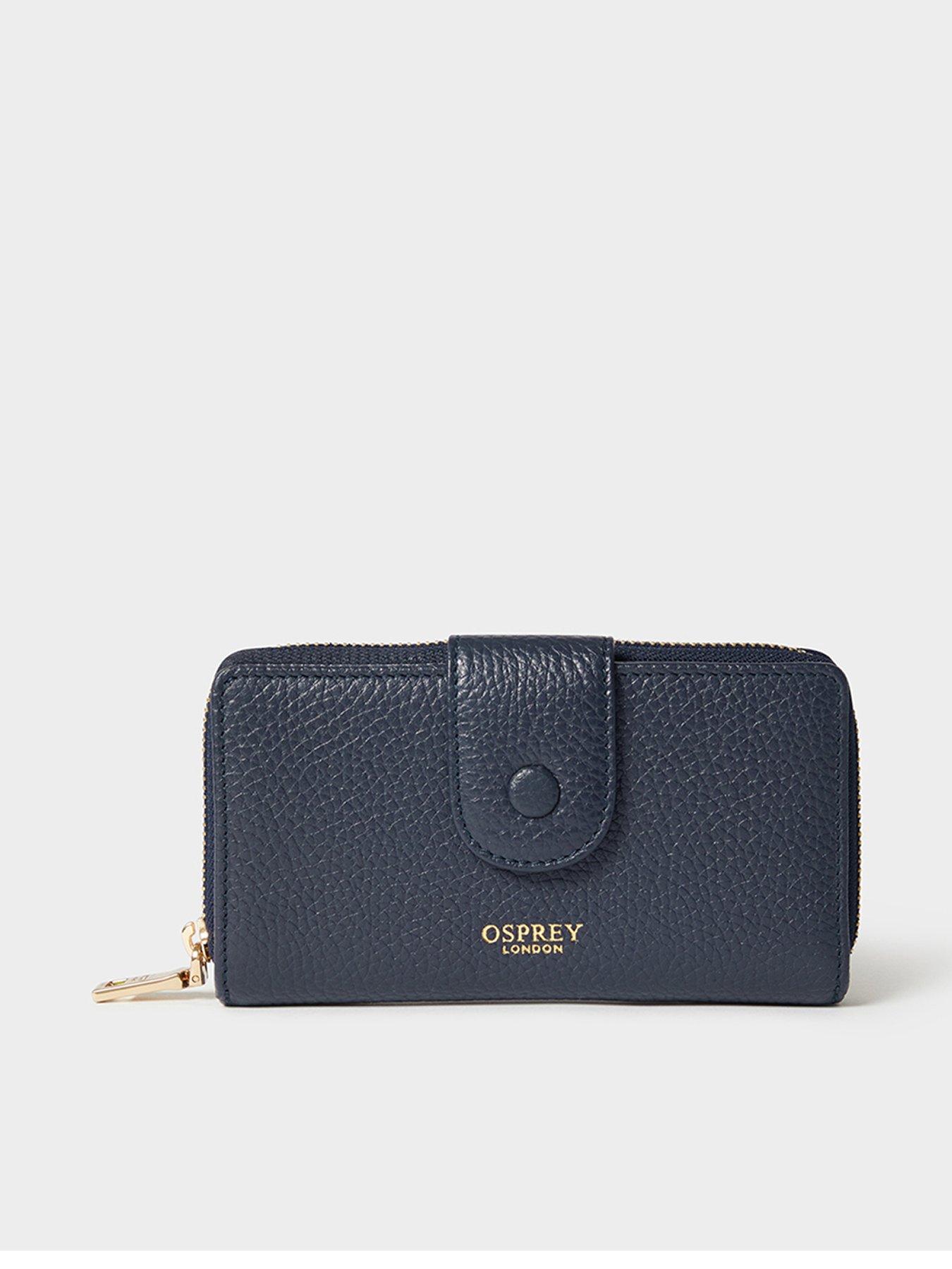 Osprey London The Core Medium Leather Popper Matinee Purse - Navy