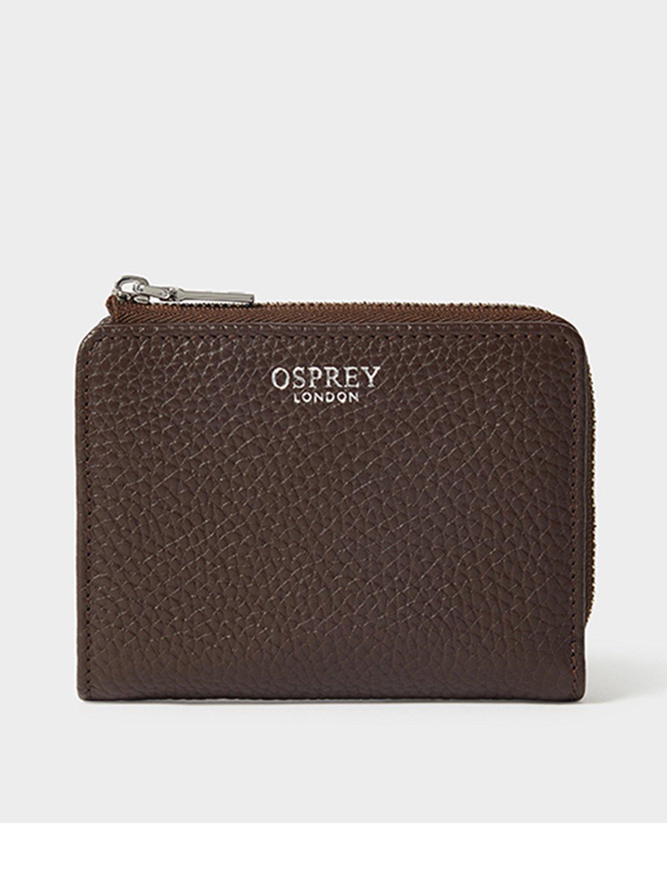 Image 1 of 5 of Osprey London The Core Medium Leather Zip Matinee Purse - Chocolate
