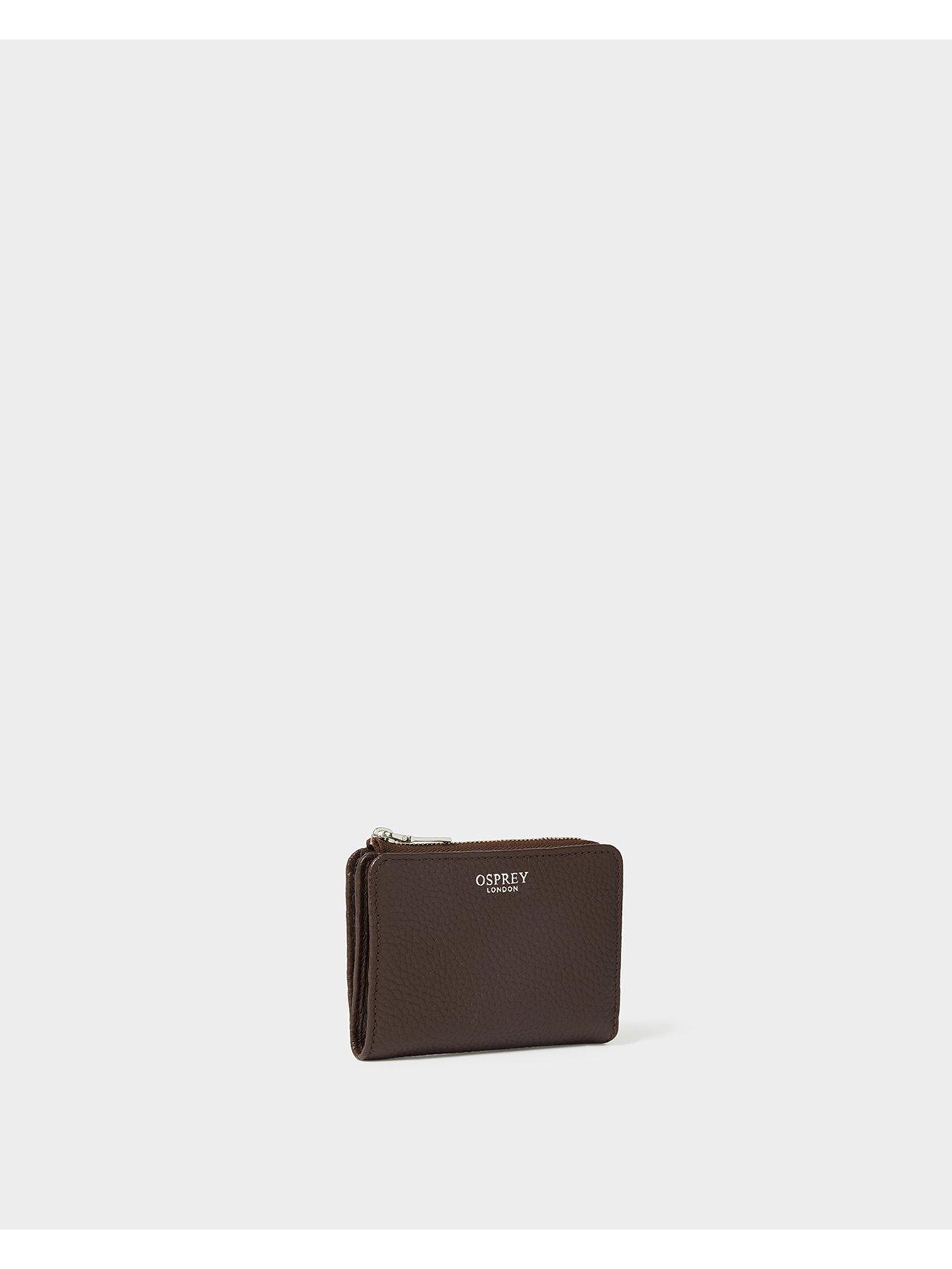 Image 2 of 5 of Osprey London The Core Medium Leather Zip Matinee Purse - Chocolate