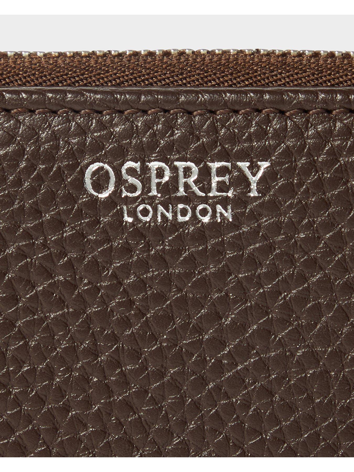 Image 4 of 5 of Osprey London The Core Medium Leather Zip Matinee Purse - Chocolate