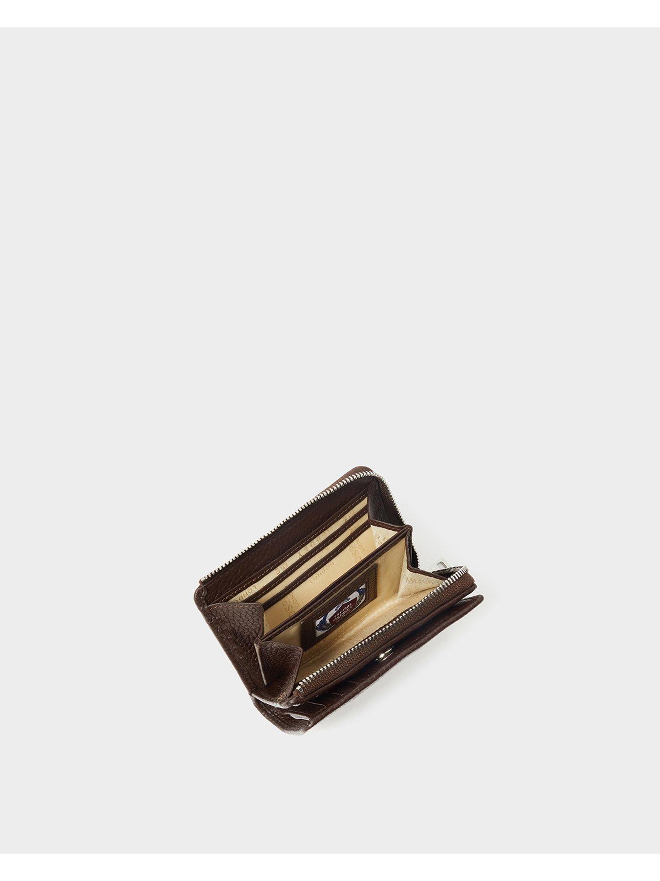 Image 5 of 5 of Osprey London The Core Medium Leather Zip Matinee Purse - Chocolate