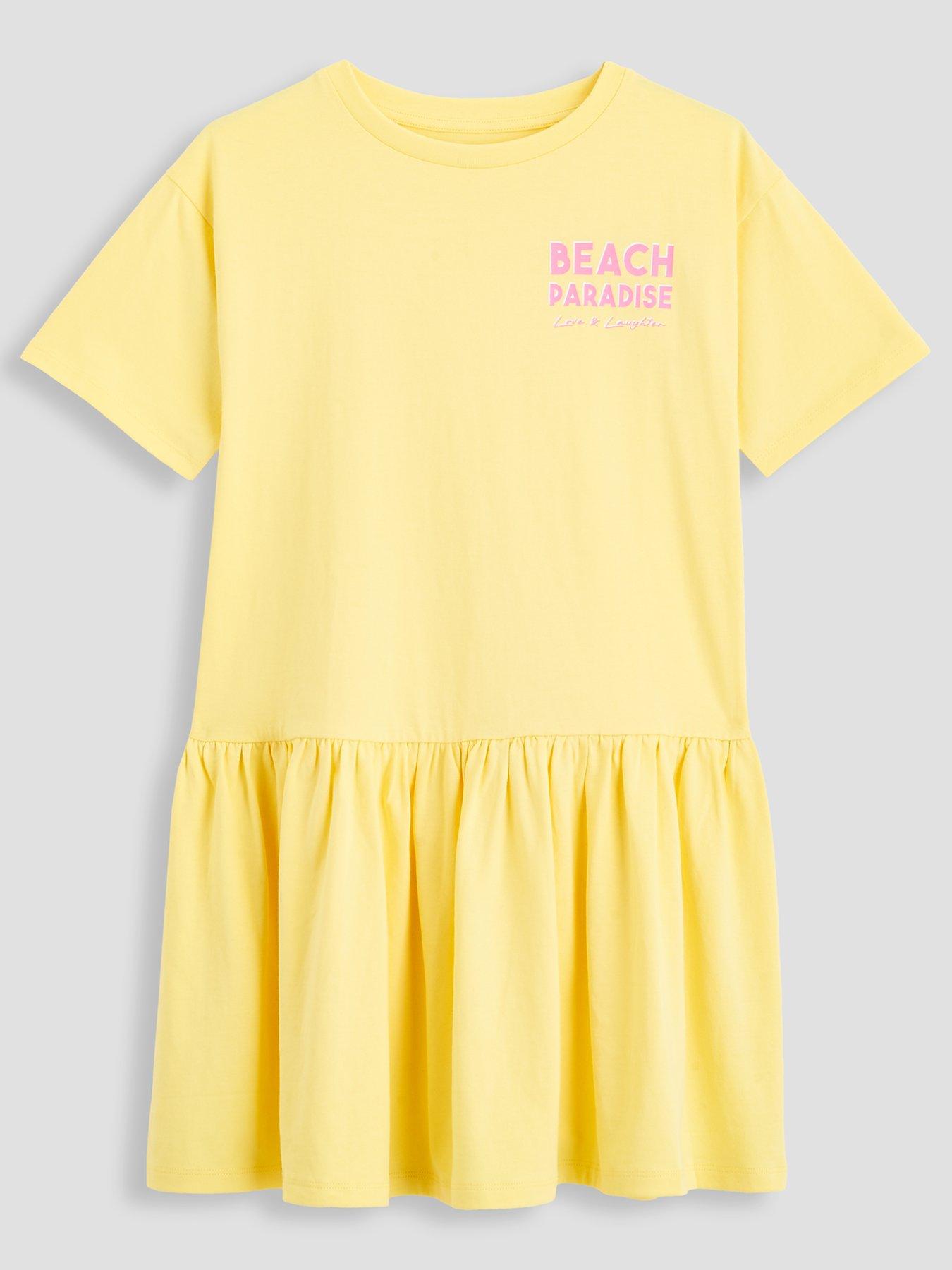 The Very Collection Girls Peplum Hem Dress - Yellow