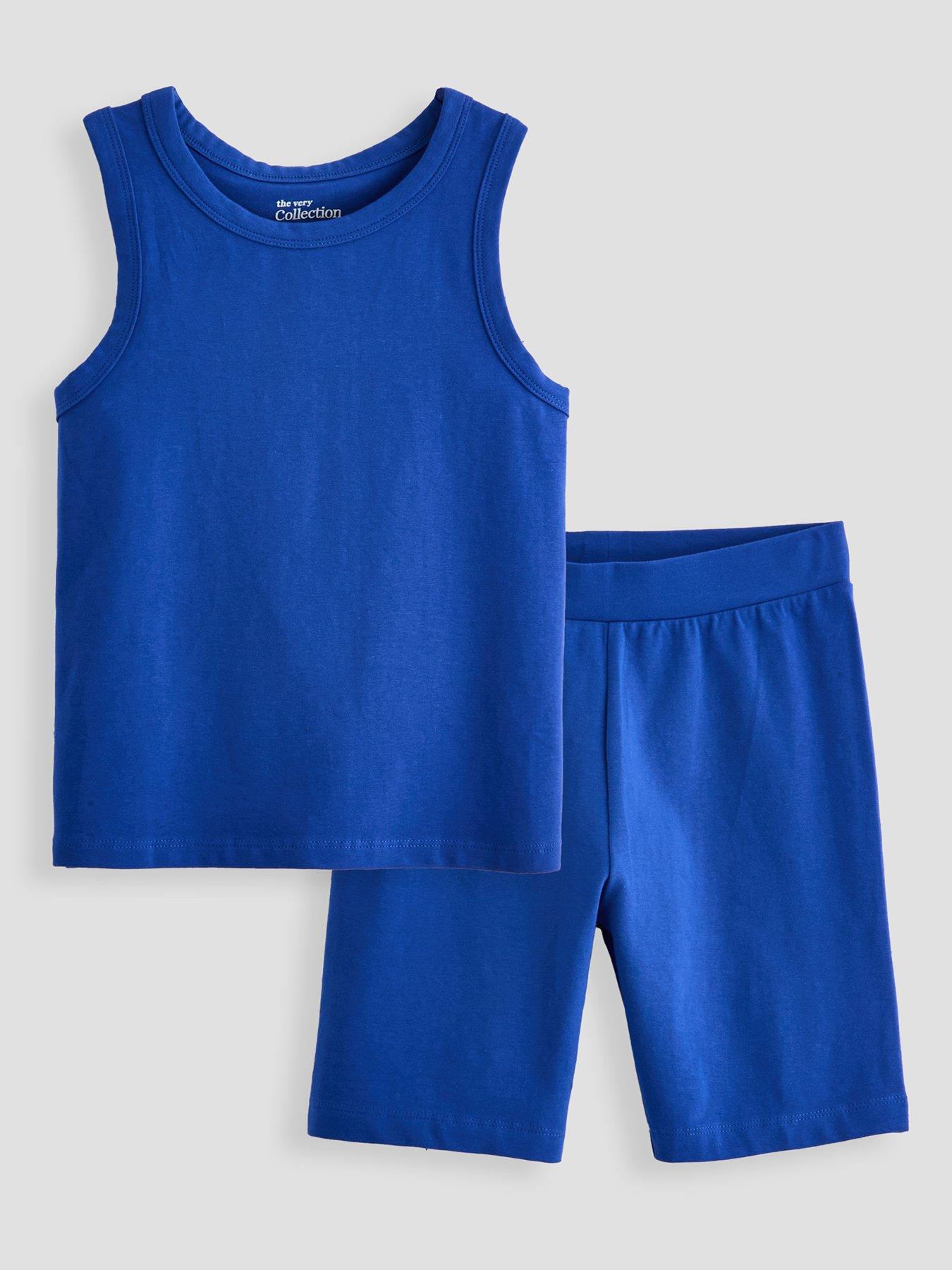 The Very Collection Girls Cotton Cycling Short Set - Blue