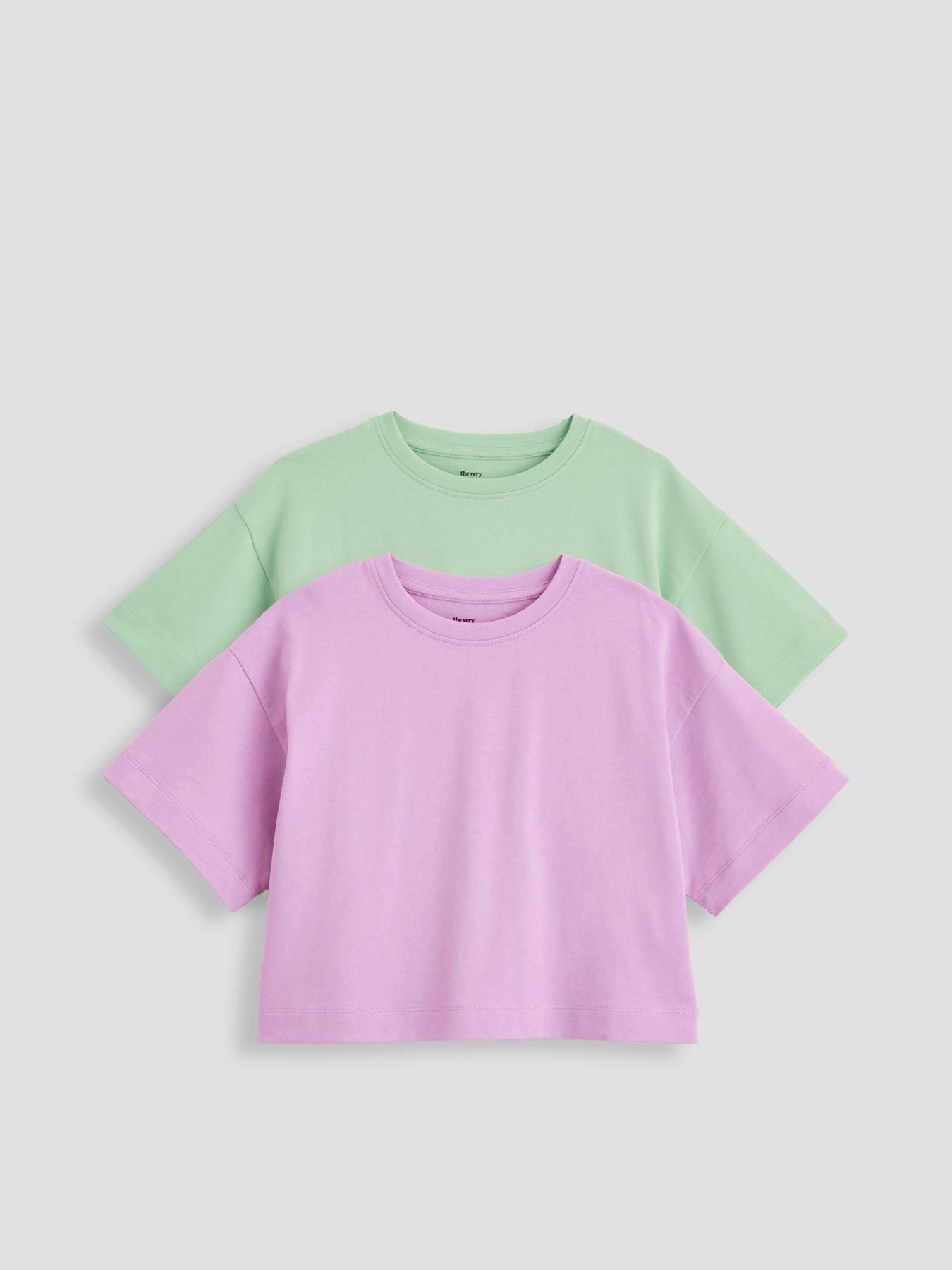 Image 1 of 5 of The Very Collection Girls 2 Pack Heavy Weight T-shirts - Multi