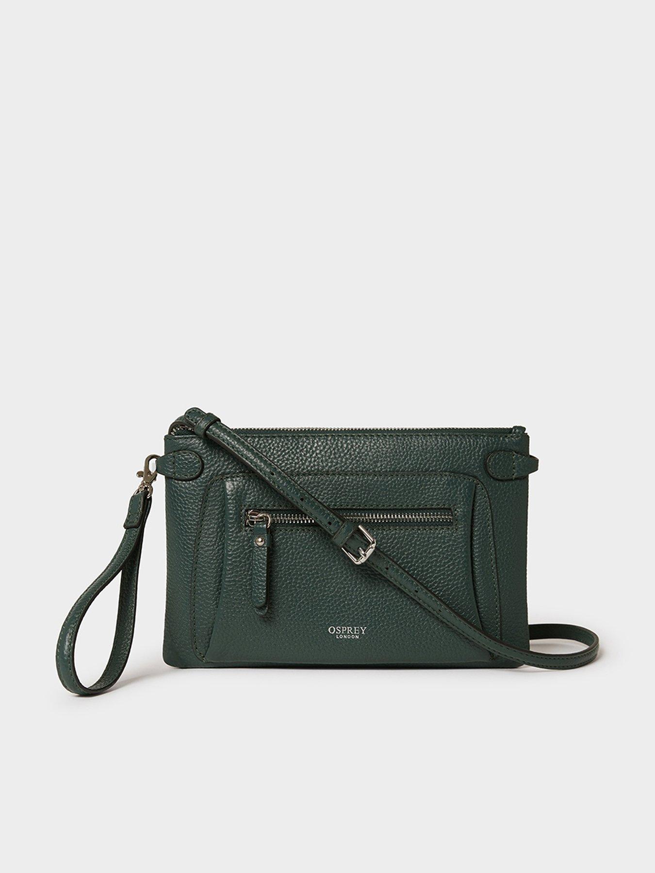 Osprey London The Ruby Leather Crossbody Clutch Bag - Forest