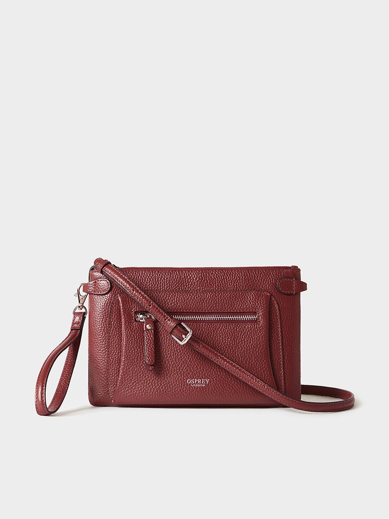 Osprey London The Ruby Leather Crossbody Clutch Bag - Burgundy