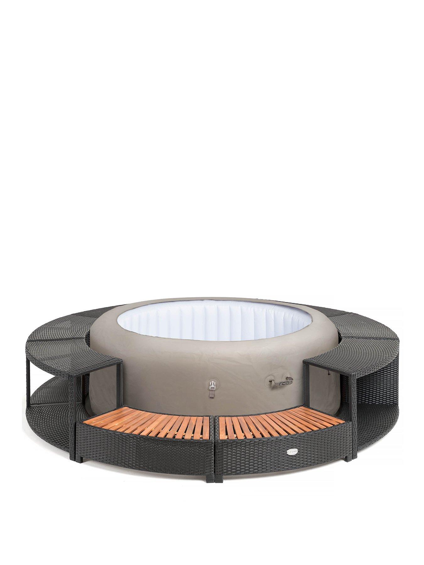 Lay-Z-Spa Round Rattan Hot Tub Surround with Storage 180cm, Black