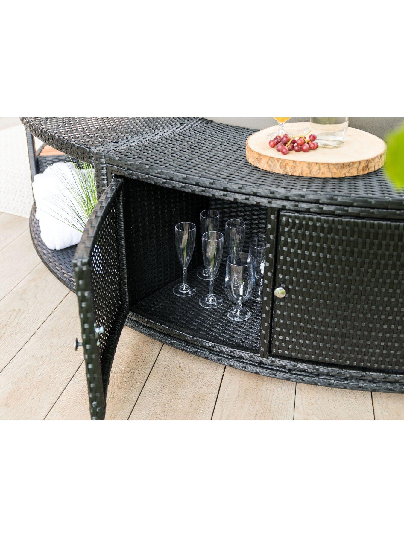 Image 4 of 7 of Lay-Z-Spa Round Rattan Hot Tub Surround with Storage 180cm, Black