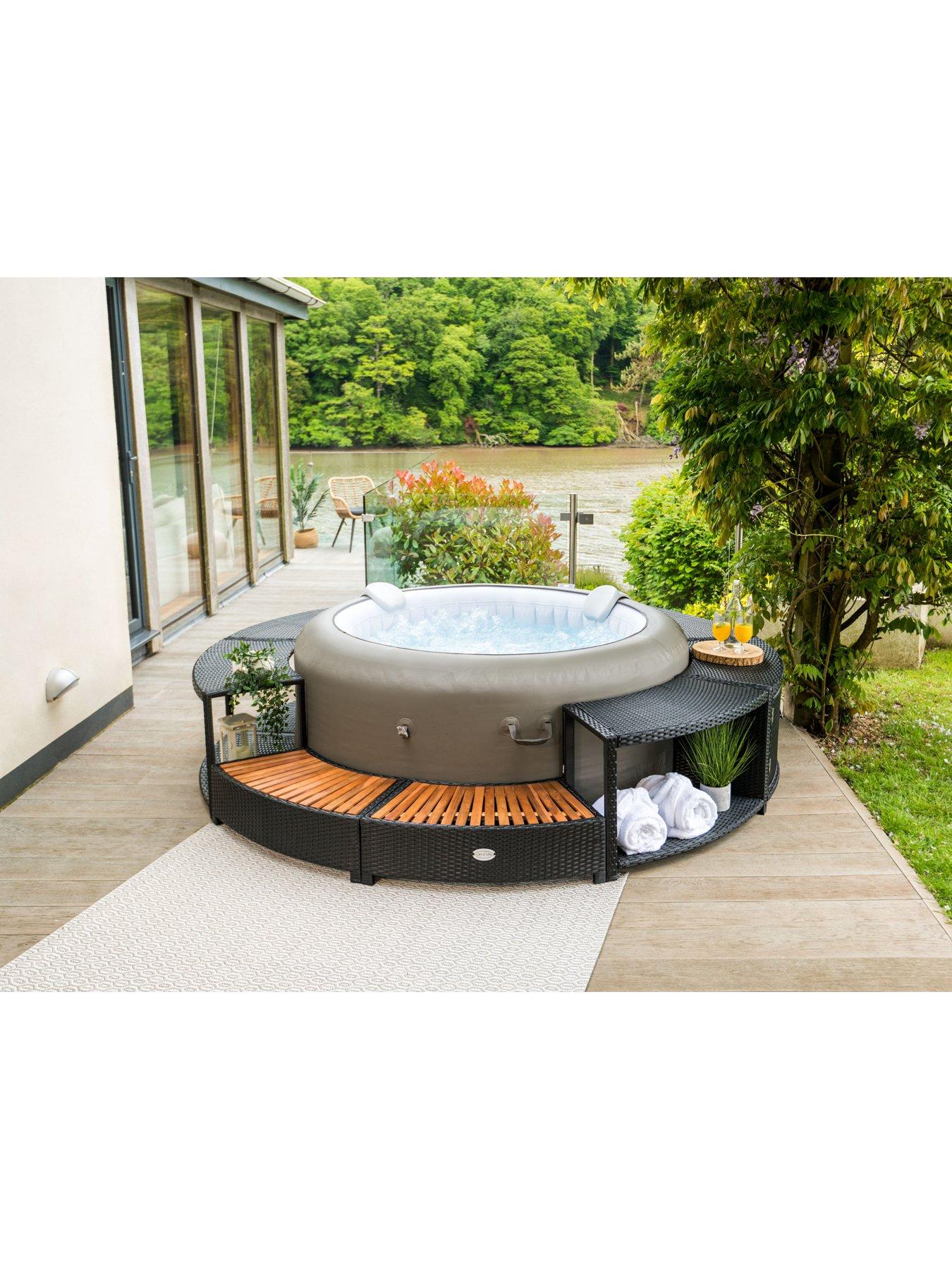 Image 7 of 7 of Lay-Z-Spa Round Rattan Hot Tub Surround with Storage 180cm, Black