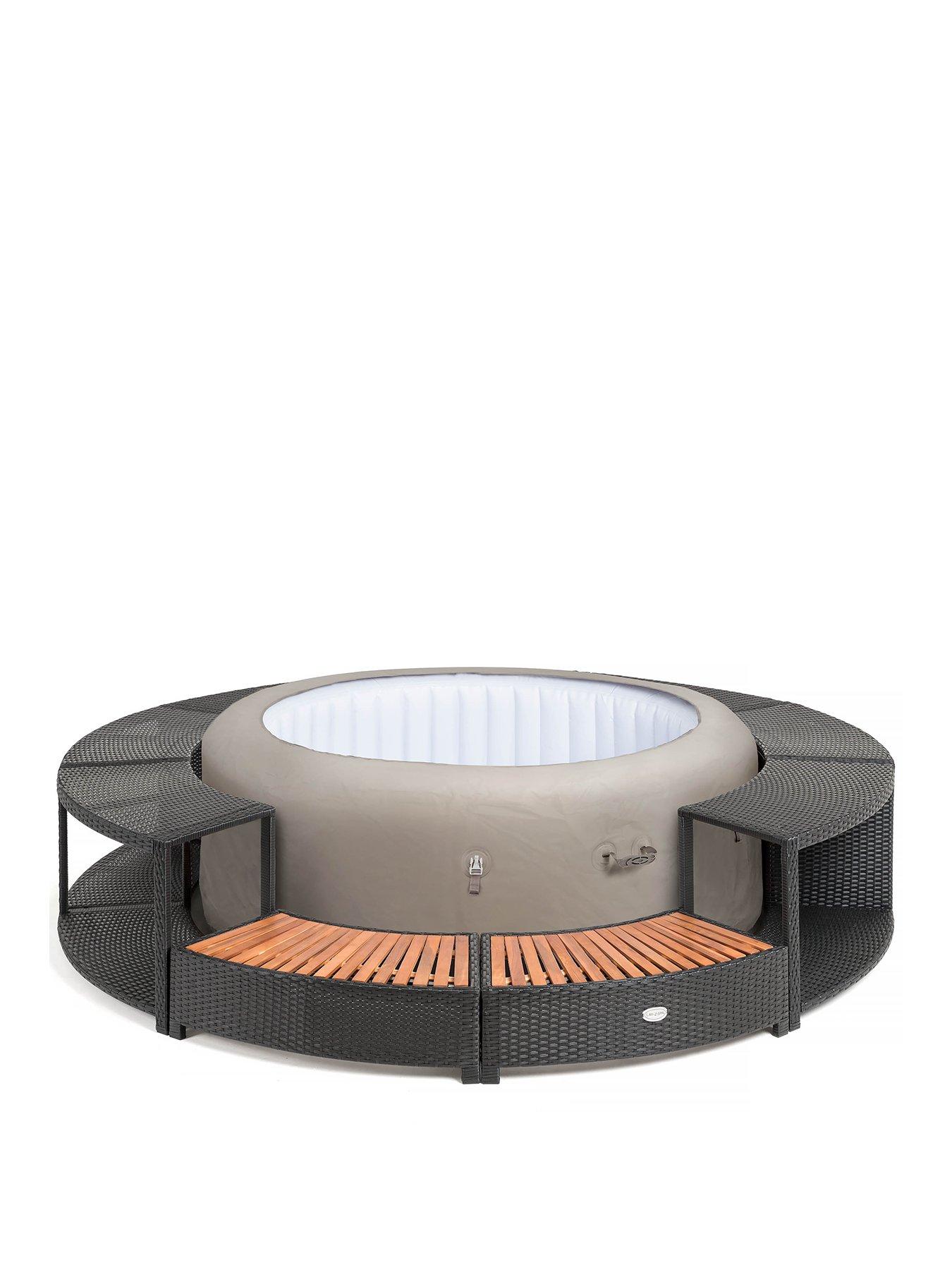 Lay-Z-Spa Round Rattan Hot Tub Surround with Storage 200cm, Black