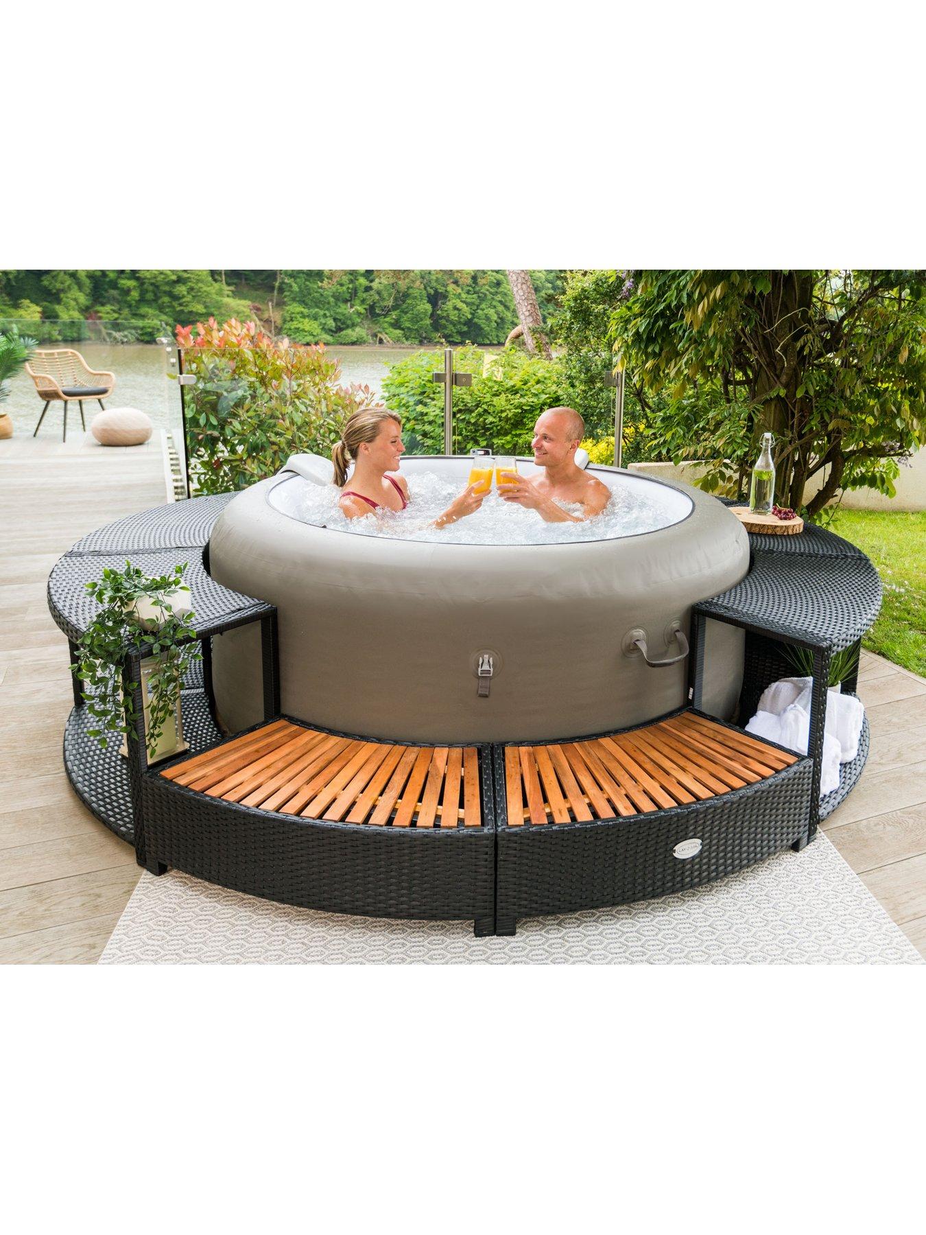 Image 3 of 7 of Lay-Z-Spa Round Rattan Hot Tub Surround with Storage 200cm, Black