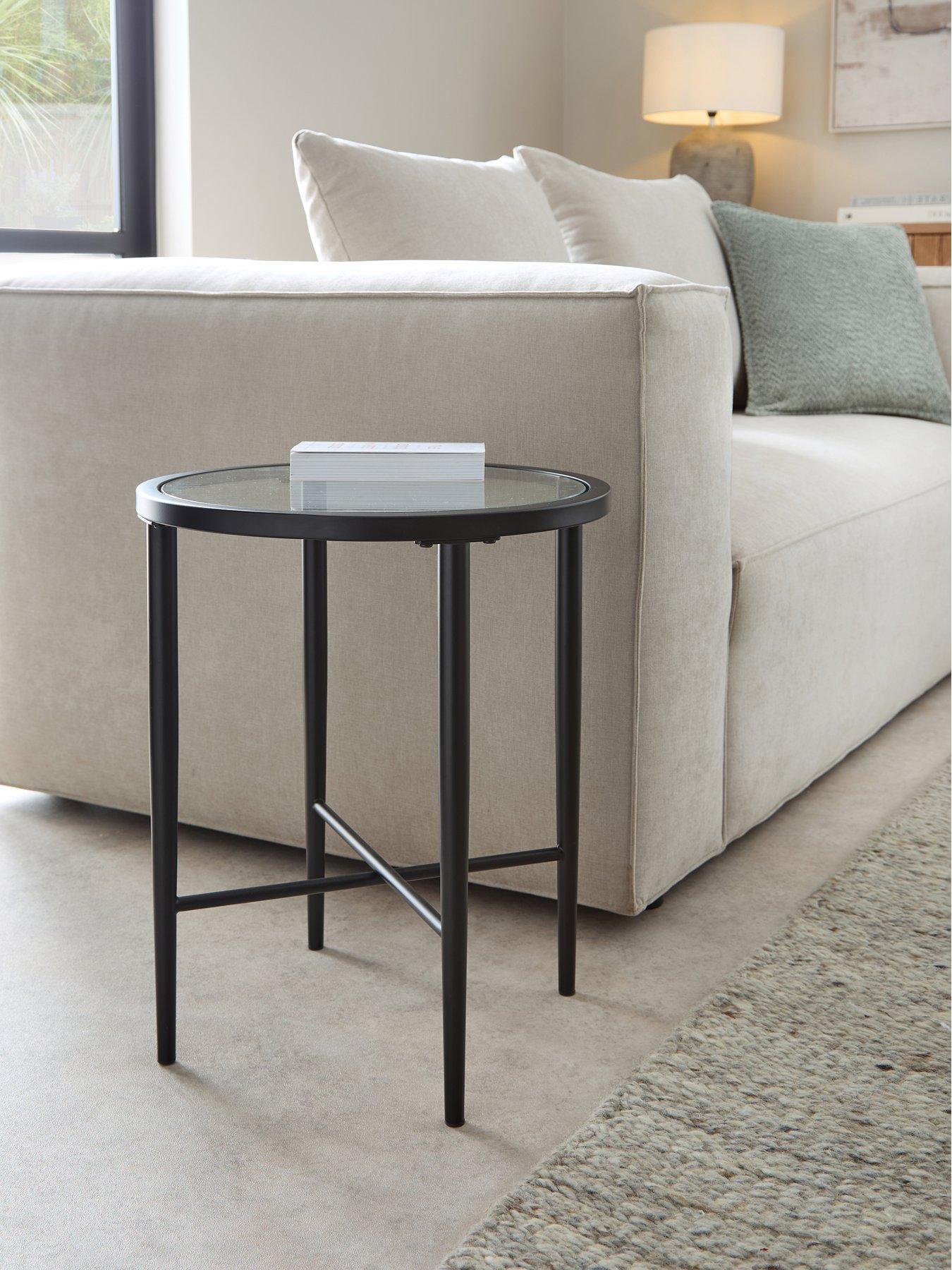 The Very Collection Link Glass Top Side Table - Black