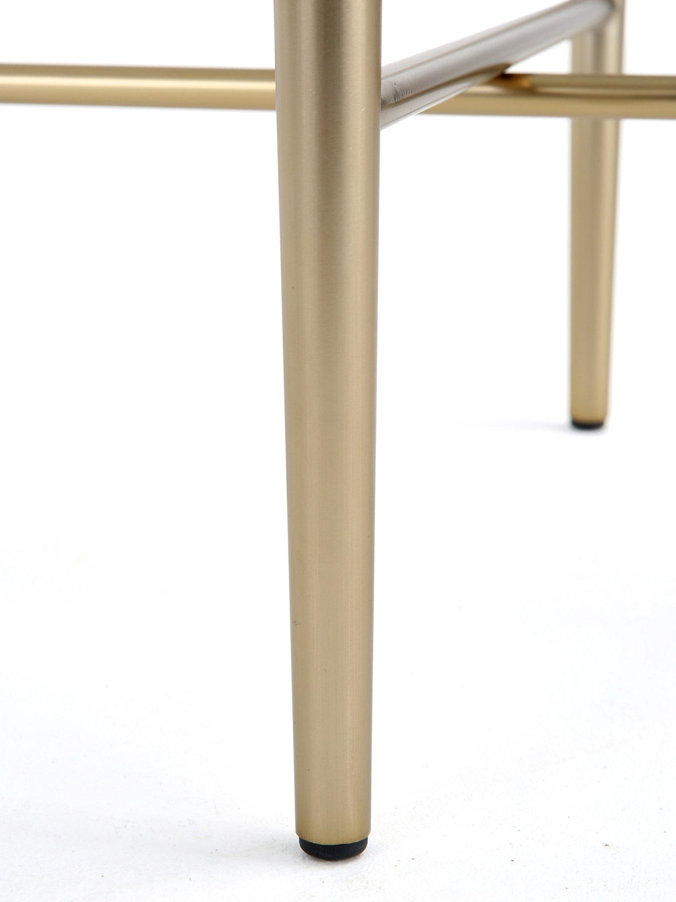Image 3 of 6 of The Very Collection Link Glass Top Round&nbsp;Side Table - Brass