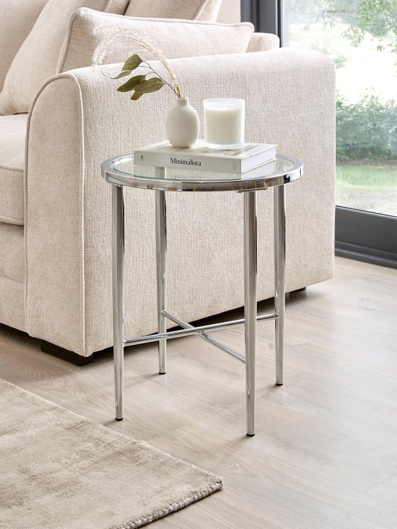 The Very Collection Link Glass Top Side Table - Chrome