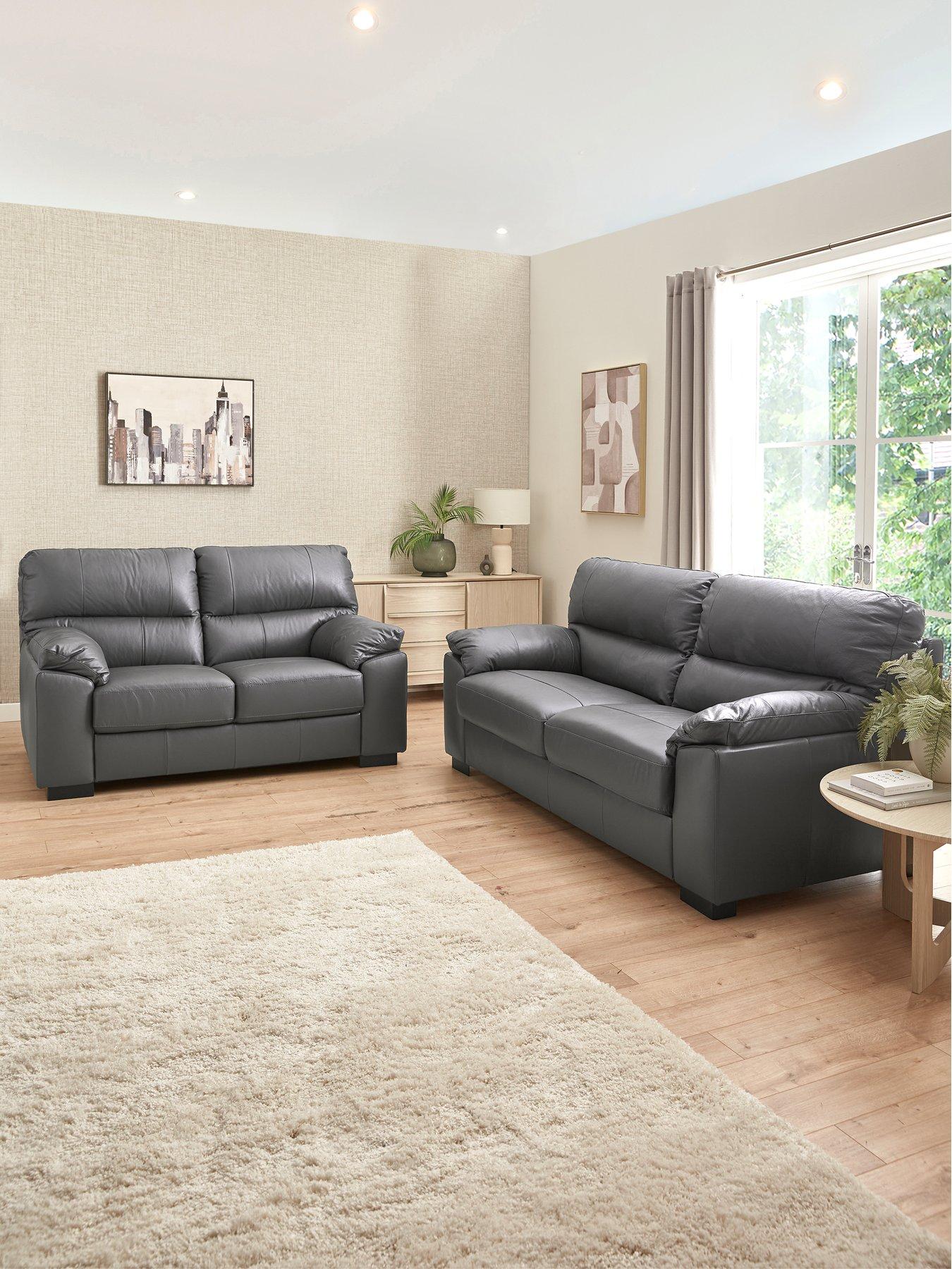 Image 1 of 6 of The Very Collection Ambrose 3 + 2 Seater Leather Sofa Set (Buy &amp; SAVE!)&nbsp;- FSC&reg; Certified