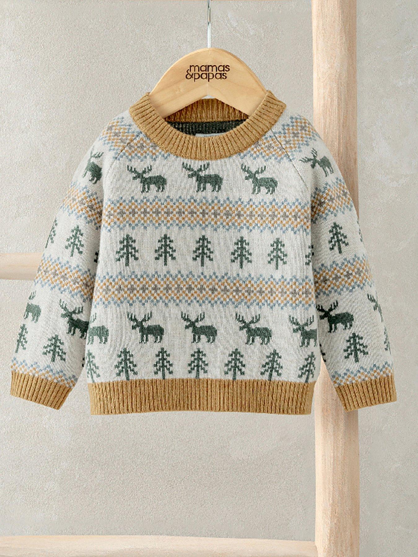 Mamas Papas Baby Boys Moose Fairisle Christmas Knitted Jumper