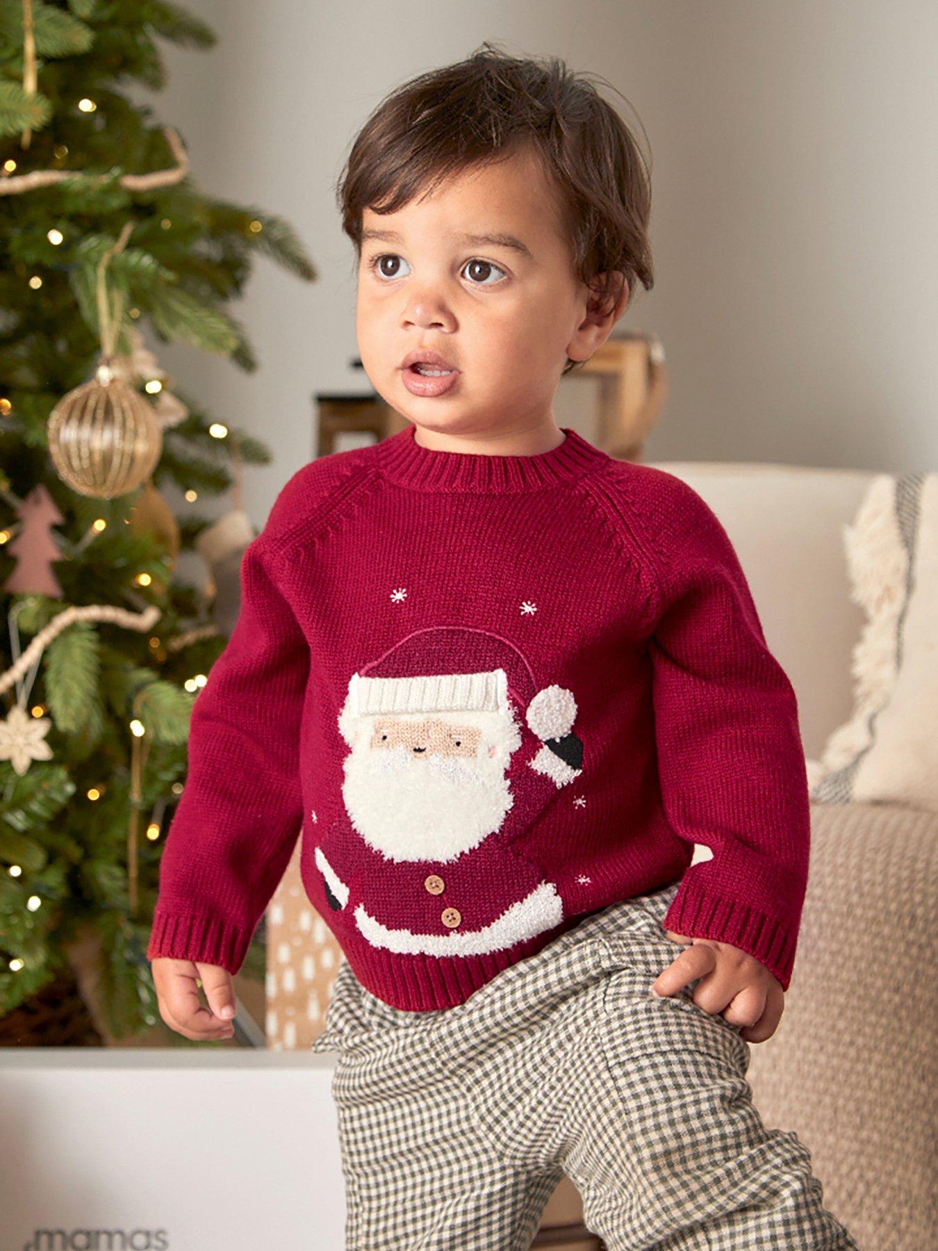 Mamas Papas Baby Boys Santa Christmas Jumper Red Very