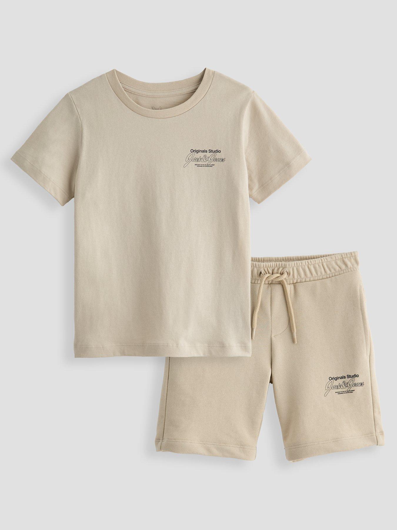 Jack & Jones Mini Younger Boys Niko T-shirt And Shorts Set - Moonbeam