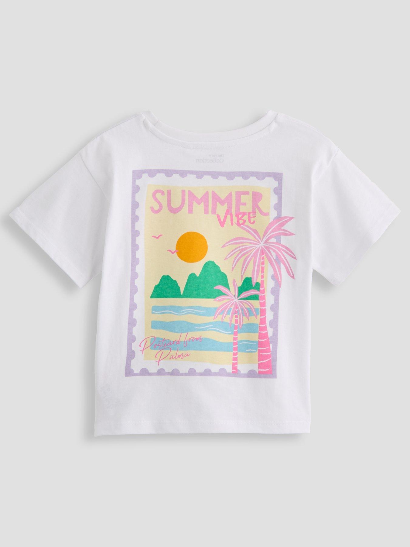 The Very Collection Girls Graphic Postcard Back Print Tshirt - Print