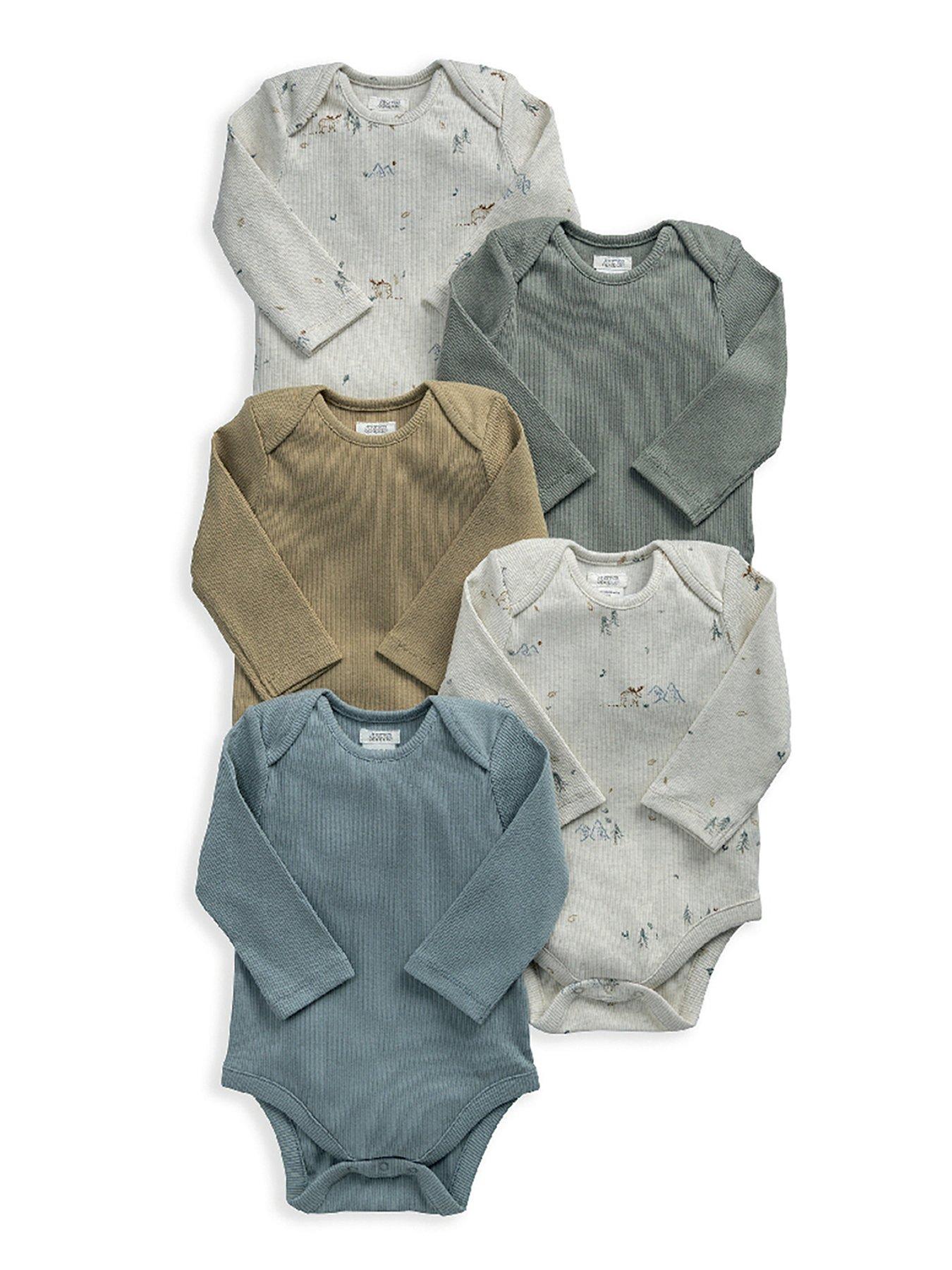 Mamas & Papas Baby Boys 5 Pack Moose Print Long Sleeve Bodysuits - Multi