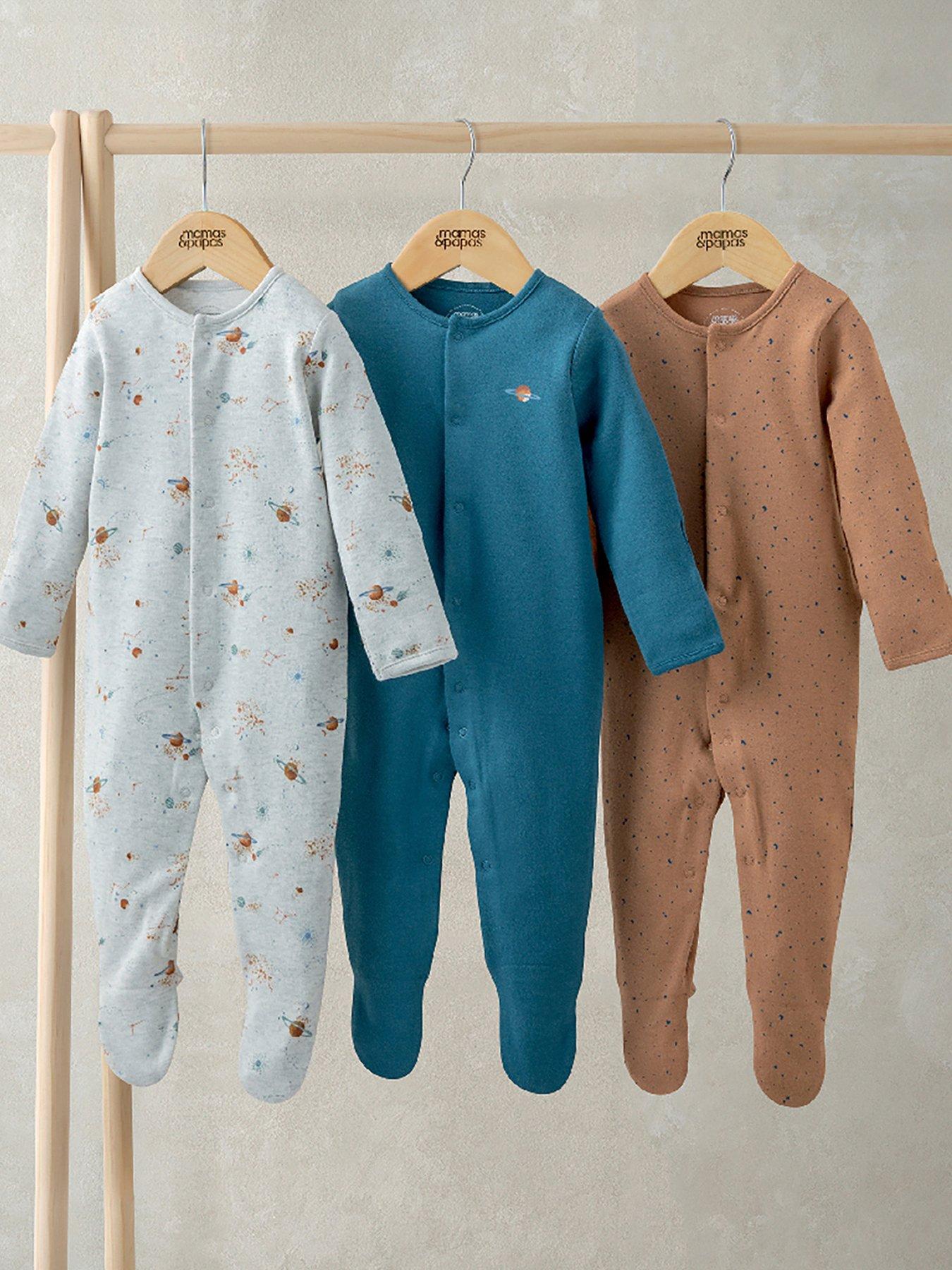 Image 1 of 2 of Mamas & Papas Baby Boys 3 Pack Planet Sleepsuits - Multi