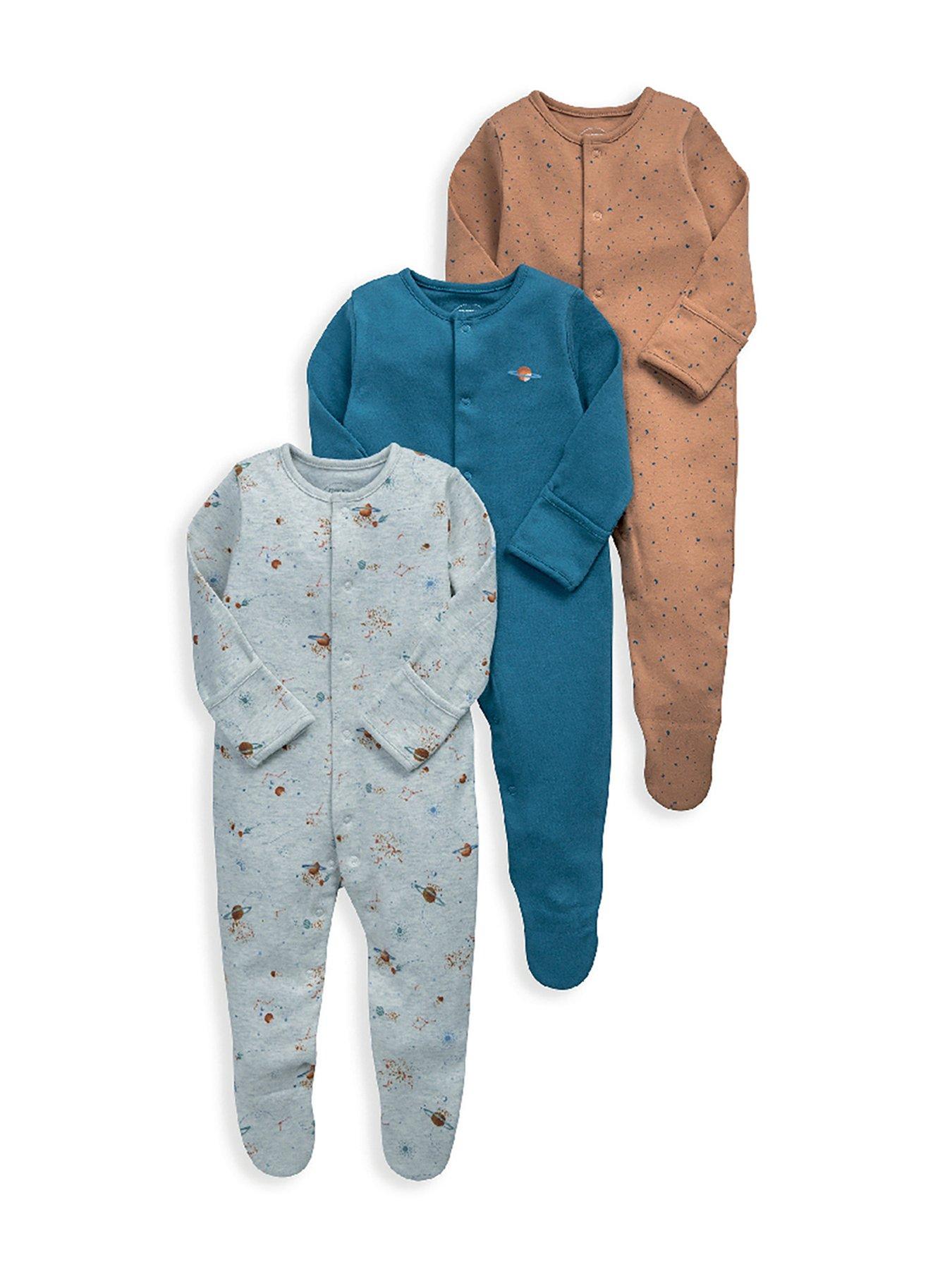 Image 2 of 2 of Mamas & Papas Baby Boys 3 Pack Planet Sleepsuits - Multi