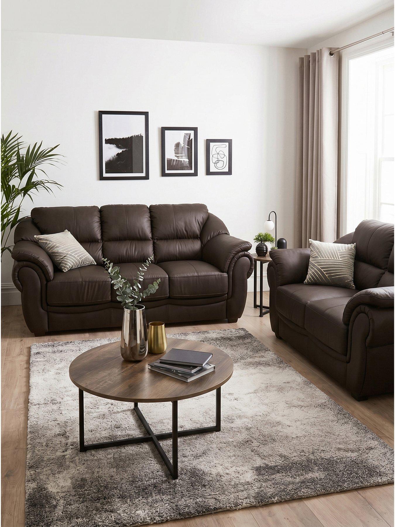 Image 1 of 4 of The Very Collection Naples 3 + 2 Seater Leather Sofa Set - FSC&reg; Certified