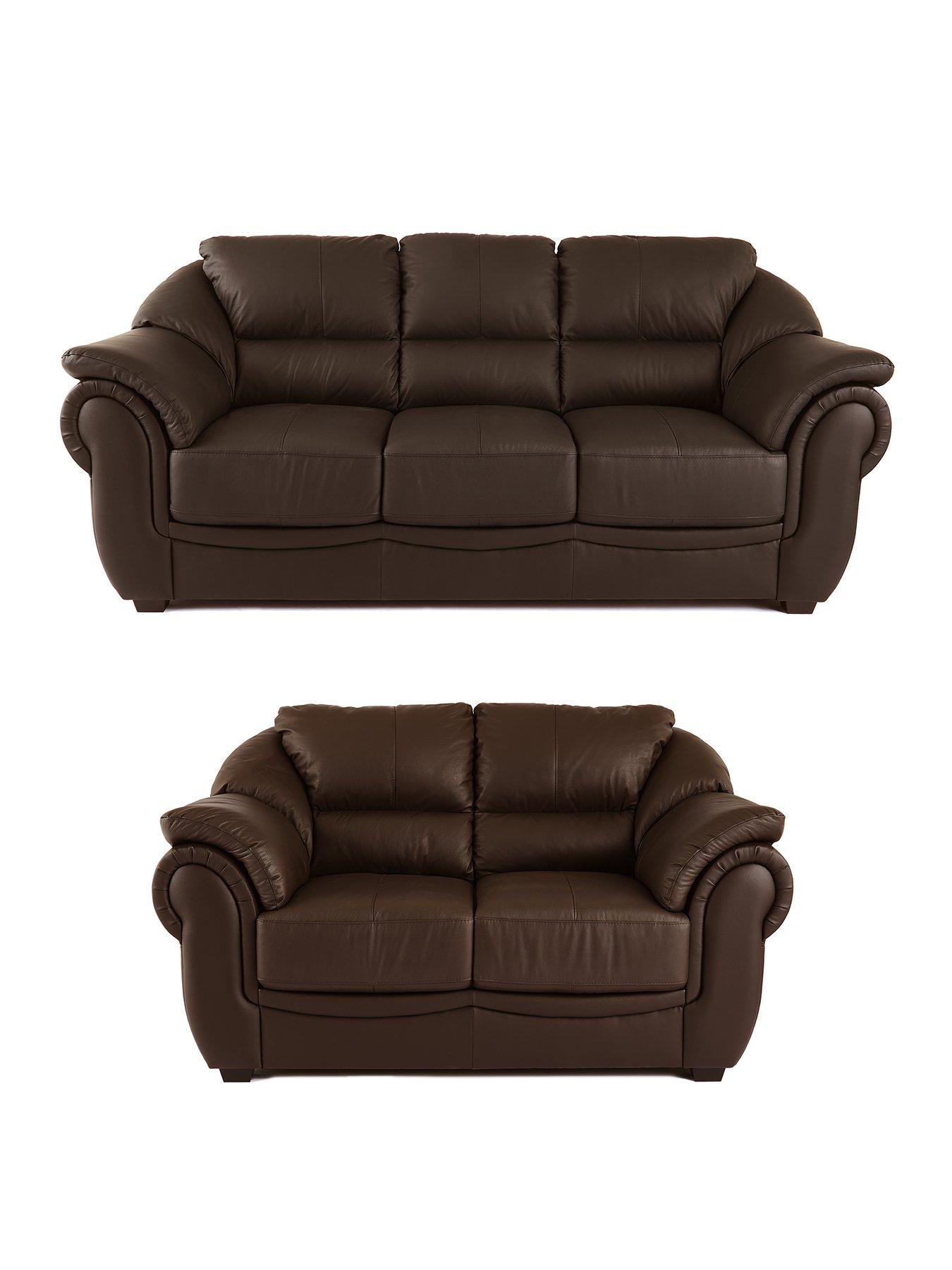 Image 2 of 4 of The Very Collection Naples 3 + 2 Seater Leather Sofa Set - FSC&reg; Certified