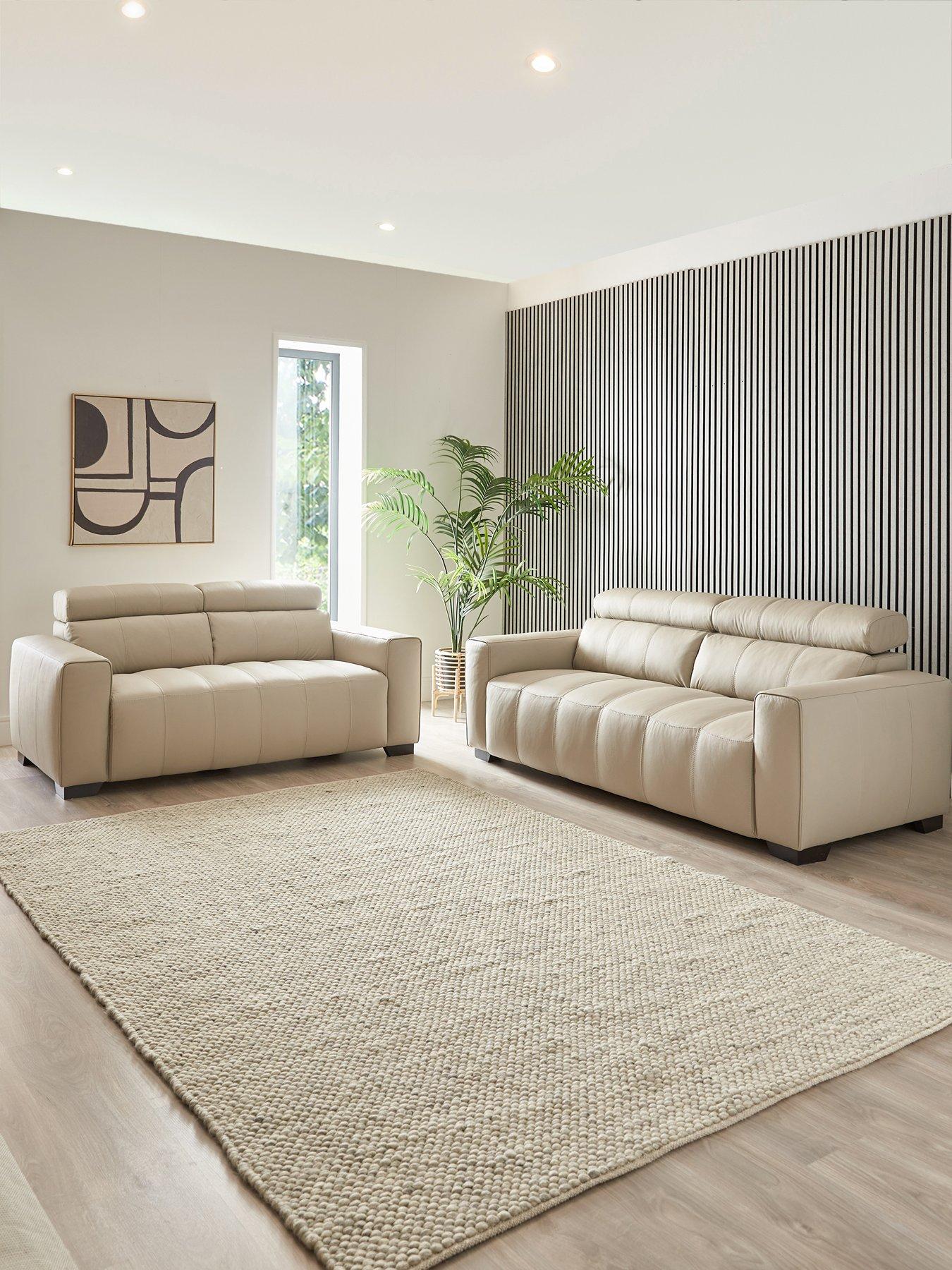 Image 1 of 7 of The Very Collection Cannes 3 + 2 Seater Leather Sofa Set - FSC&reg; Certified