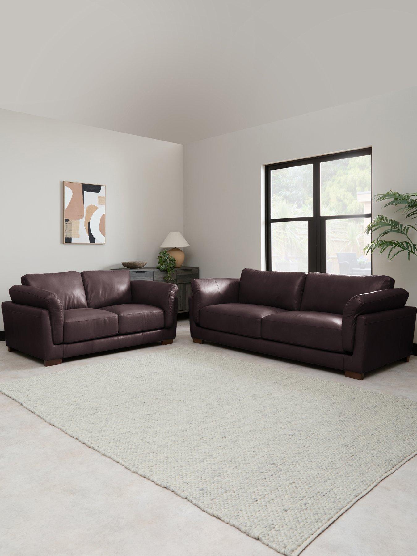 The Very Collection Morena 3 + 2 Seater Leather Sofa Set (Buy  &  SAVE!) - FSC® Certified