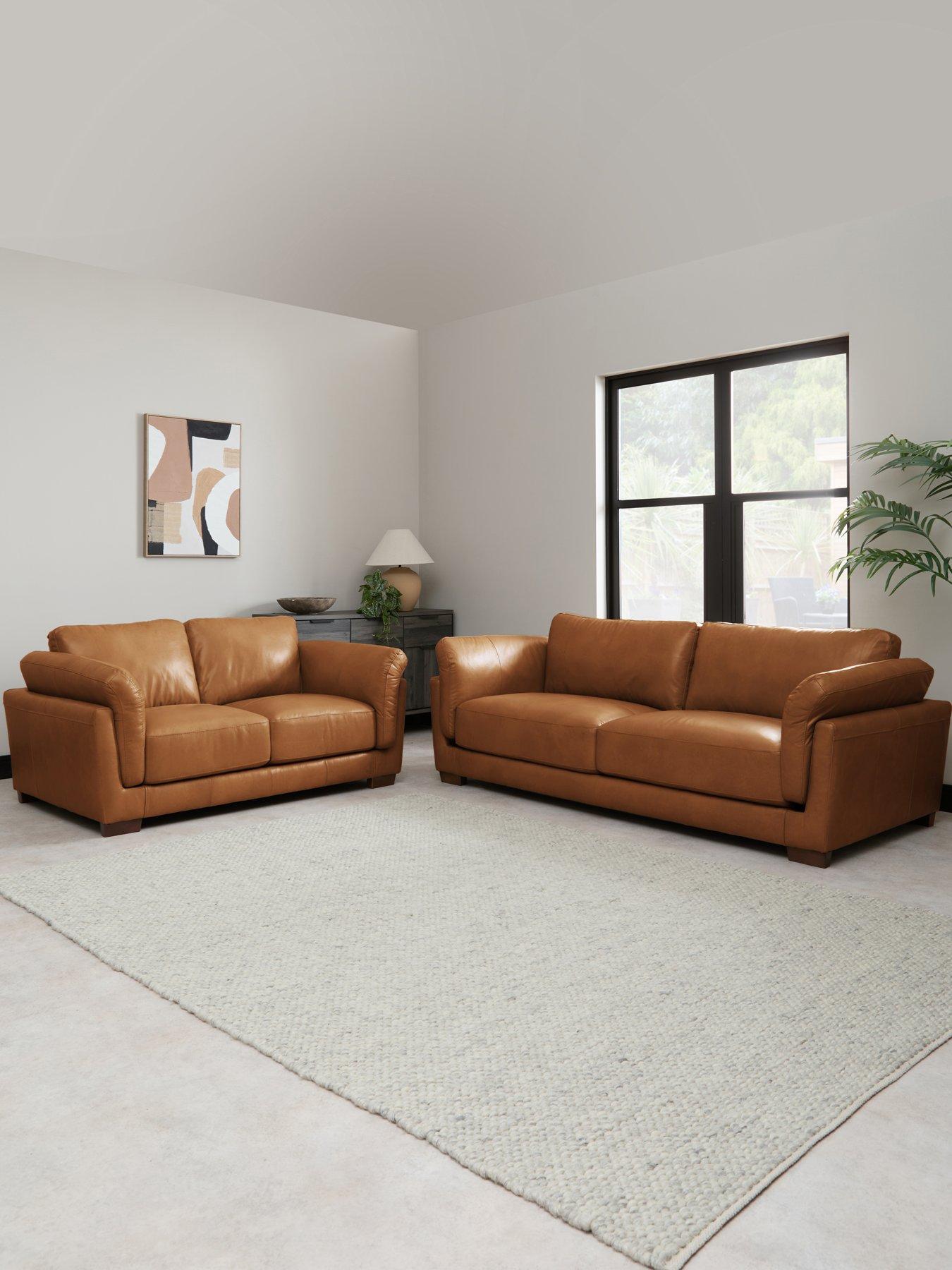 The Very Collection Morena 3 + 2 Seater Leather Sofa Set - FSC® Certified
