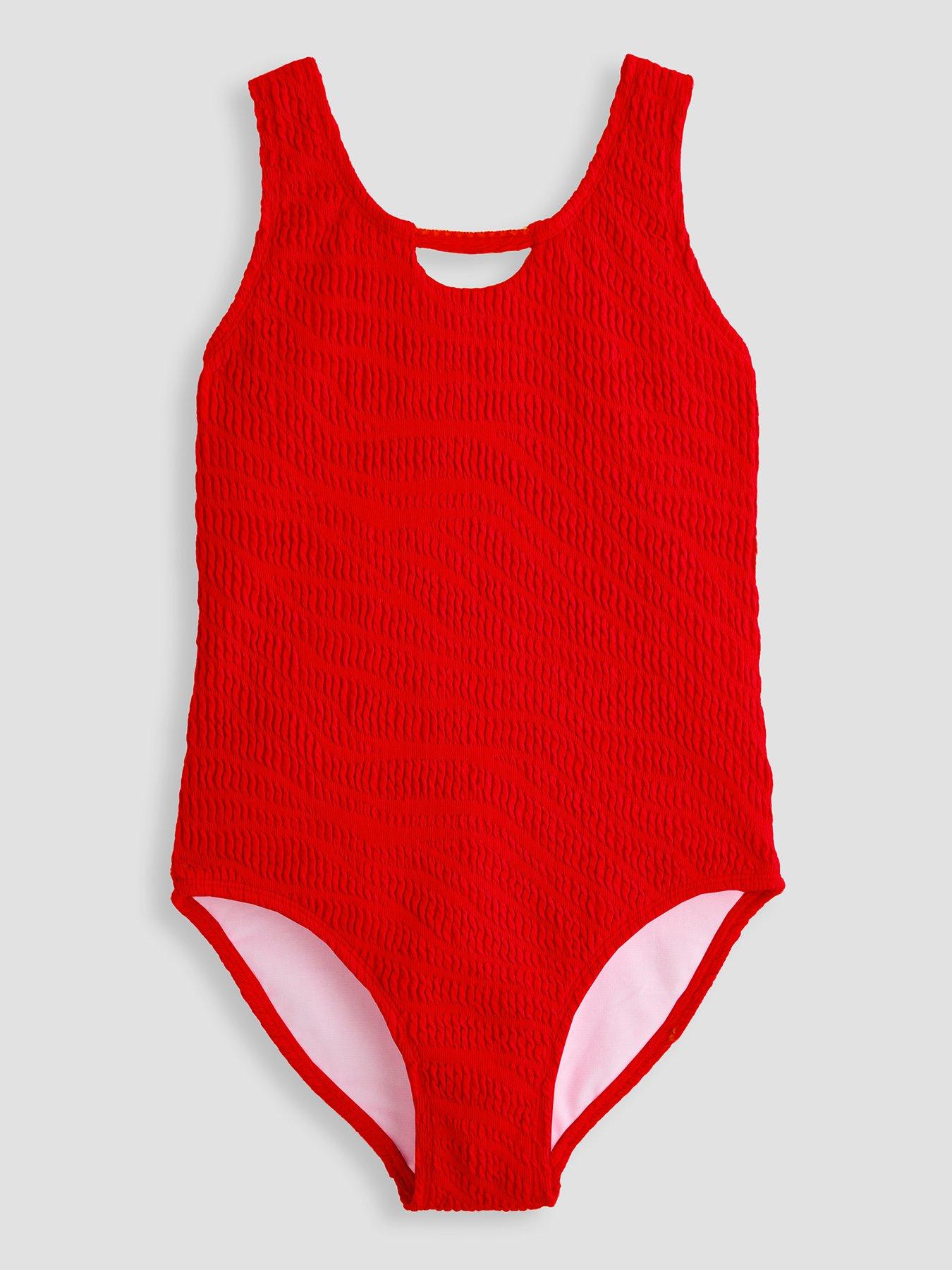 The Very Collection: Girls Scoop Neck Textured Swimsuit  - Pink
