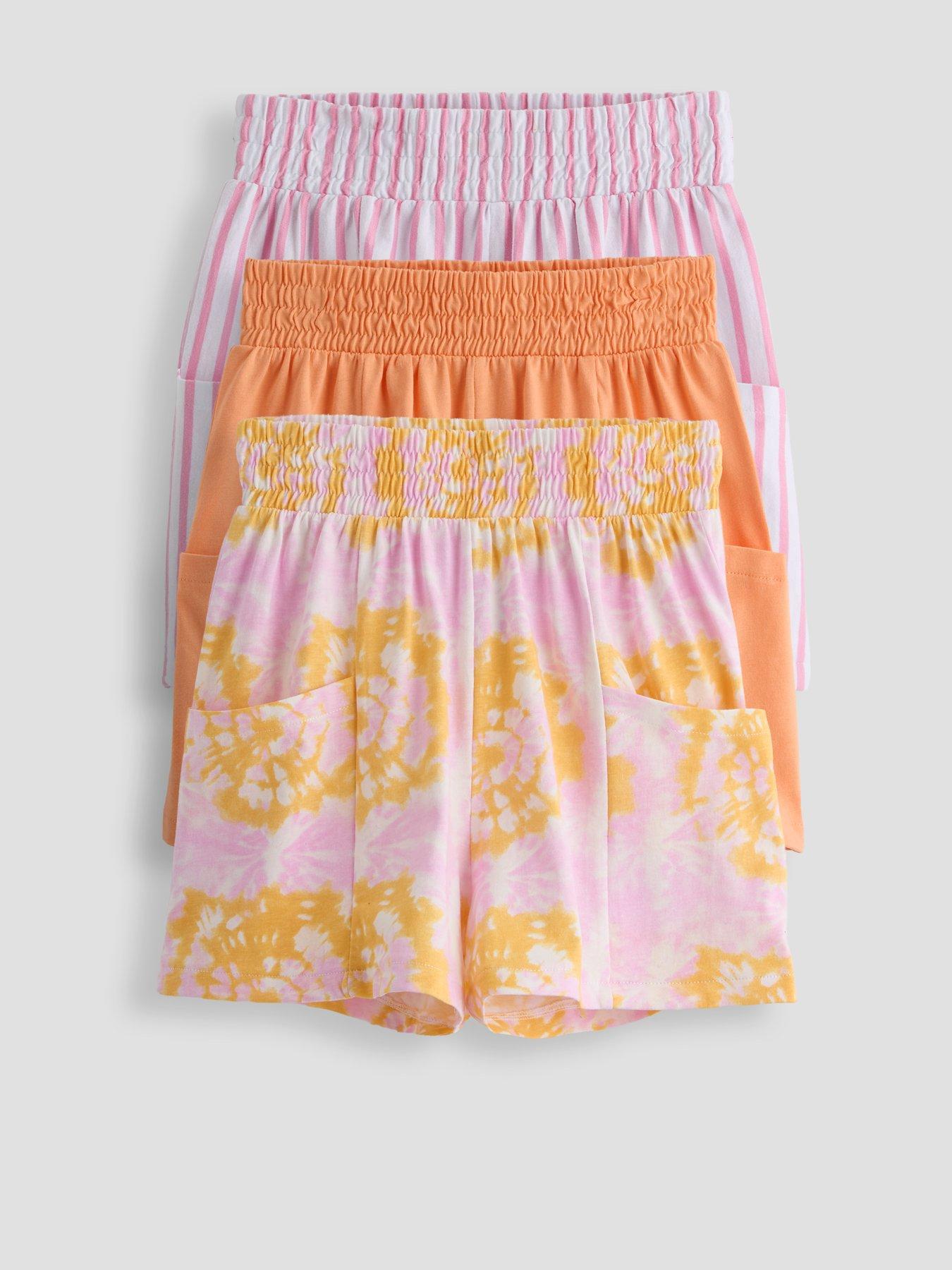 Image 1 of 5 of The Very Collection Girls 3 Pack Shirred Waist Shorts - Multi
