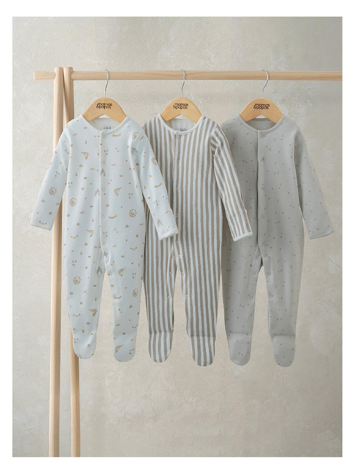 Image 1 of 2 of Mamas & Papas Baby Unisex 3 Pack Circus Sleepsuits - Multi