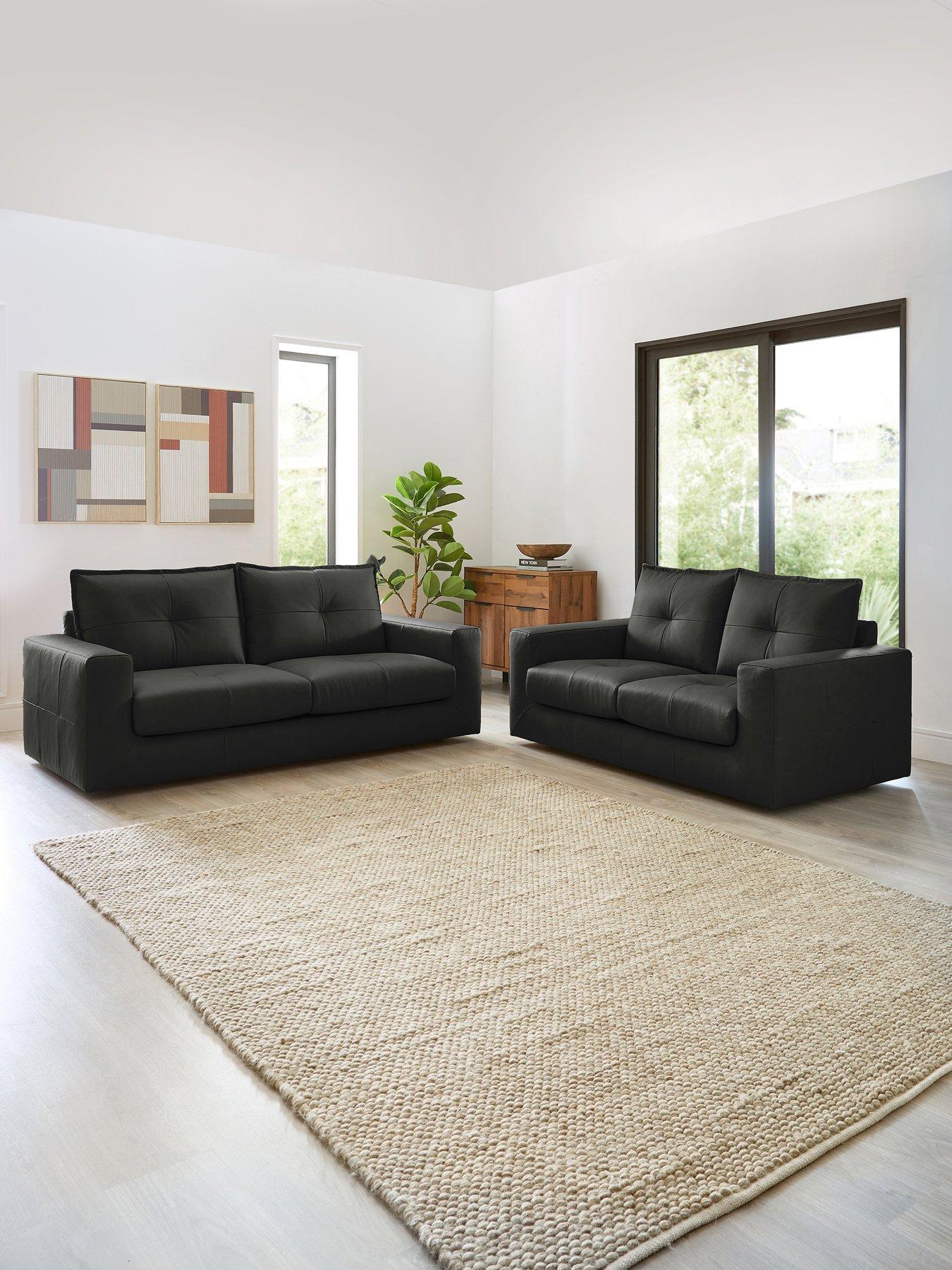 The Very Collection Tribeca 3 + 2 Seater Leather Sofa Set - FSC® Certified