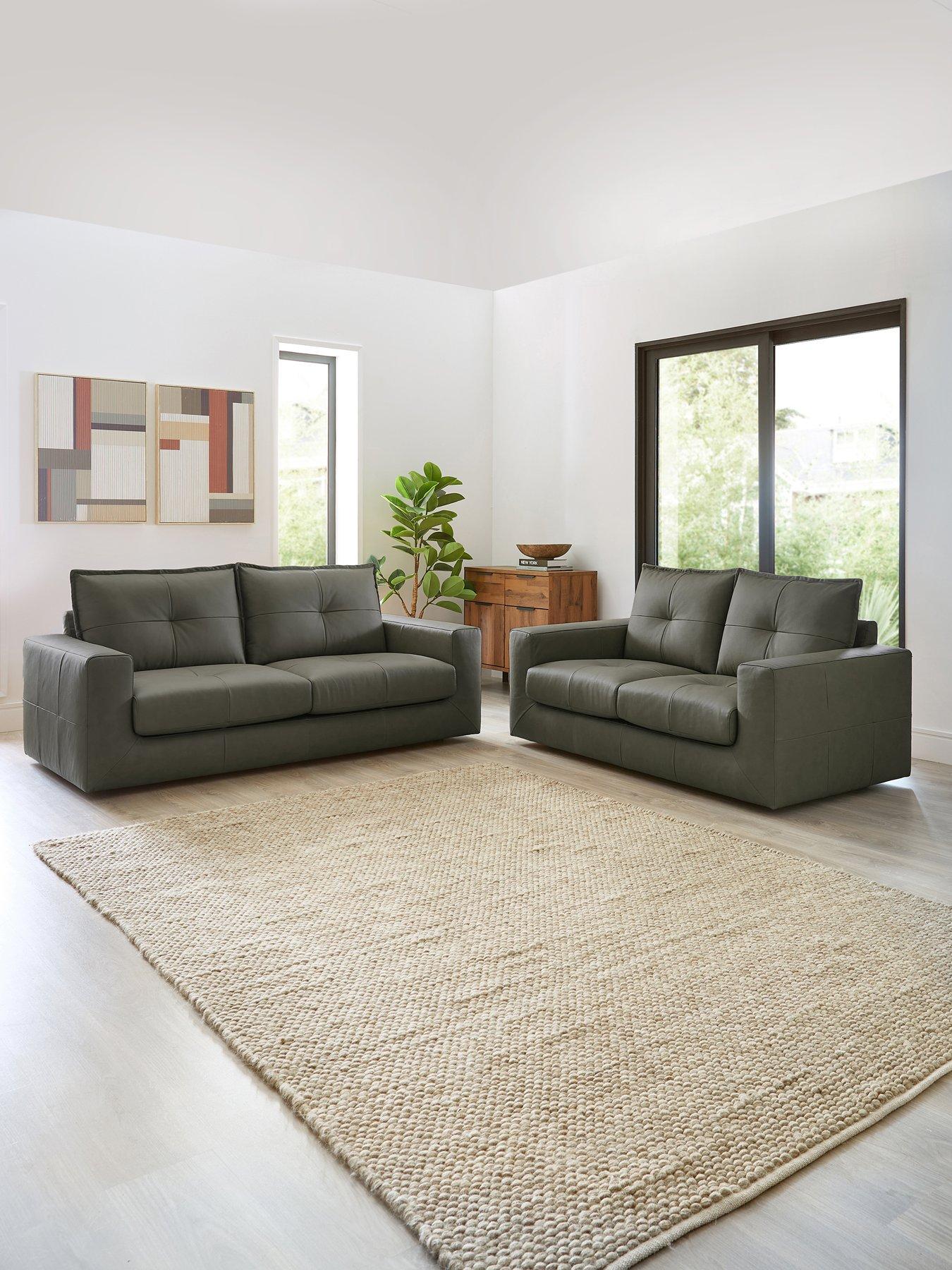 The Very Collection Tribeca 3 + 2 Seater Leather Sofa Set - FSC® Certified