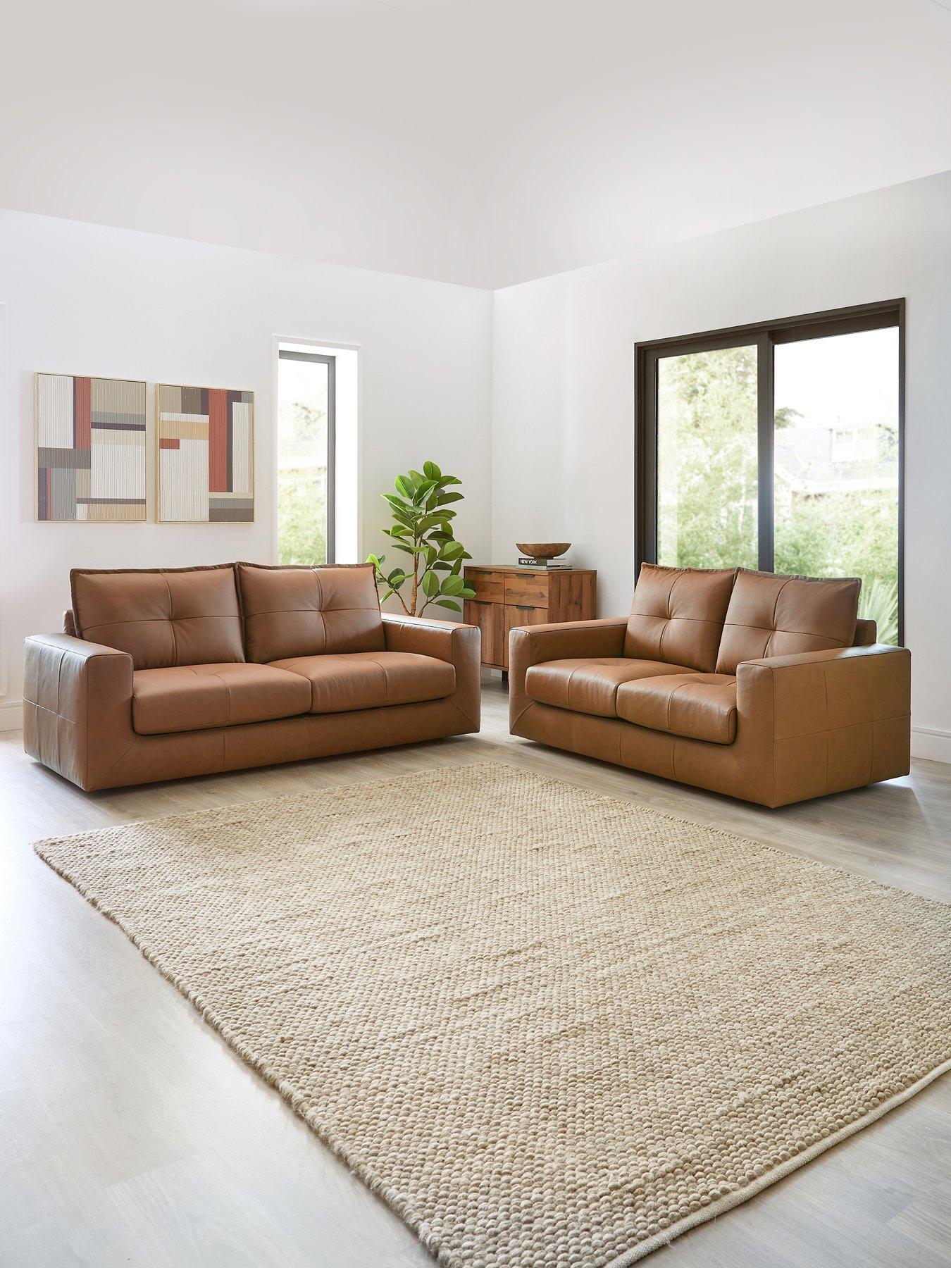 Image 1 of 6 of The Very Collection Tribeca 3 + 2 Seater Leather Sofa Set - FSC&reg; Certified
