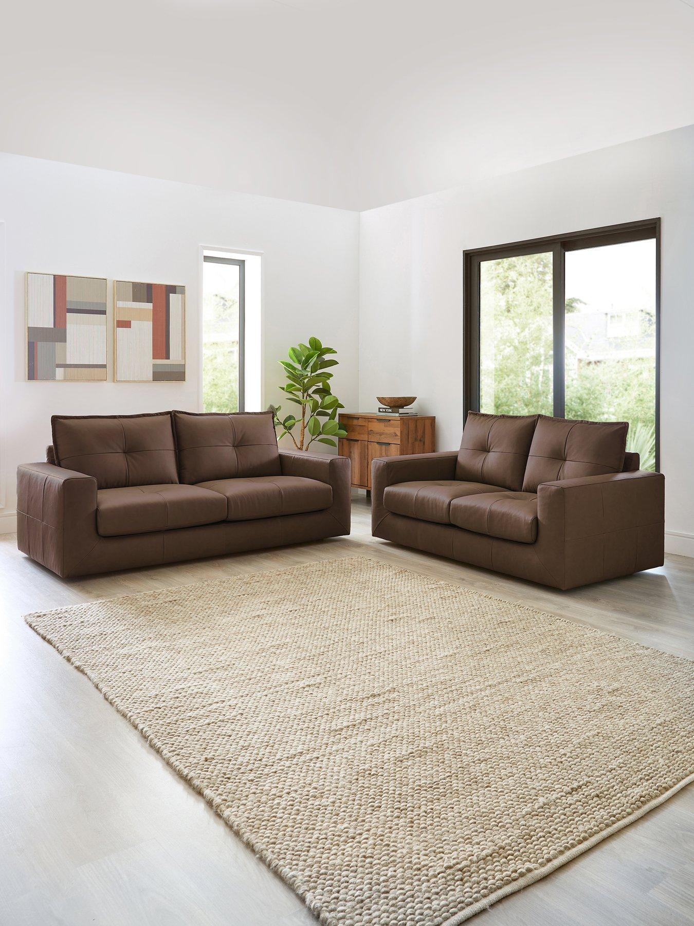 The Very Collection Tribeca 3 + 2 Seater Leather Sofa Set - FSC® Certified