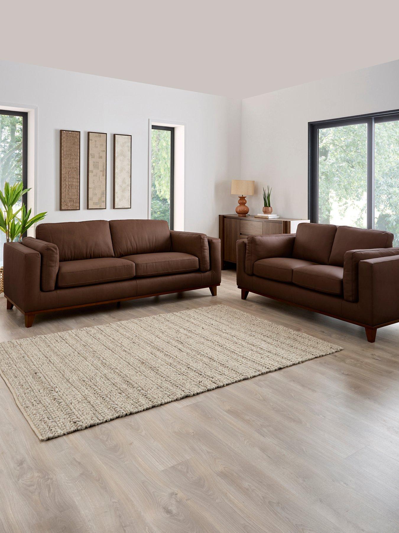The Very Collection Chiswick 3 + 2 Seater Leather Sofa Set