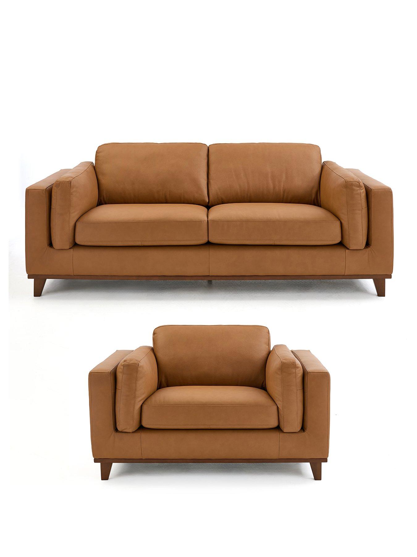 Image 2 of 7 of The Very Collection Chiswick 3 Seater Leather Sofa + Snuggle Chair Set - FSC&reg; Certified